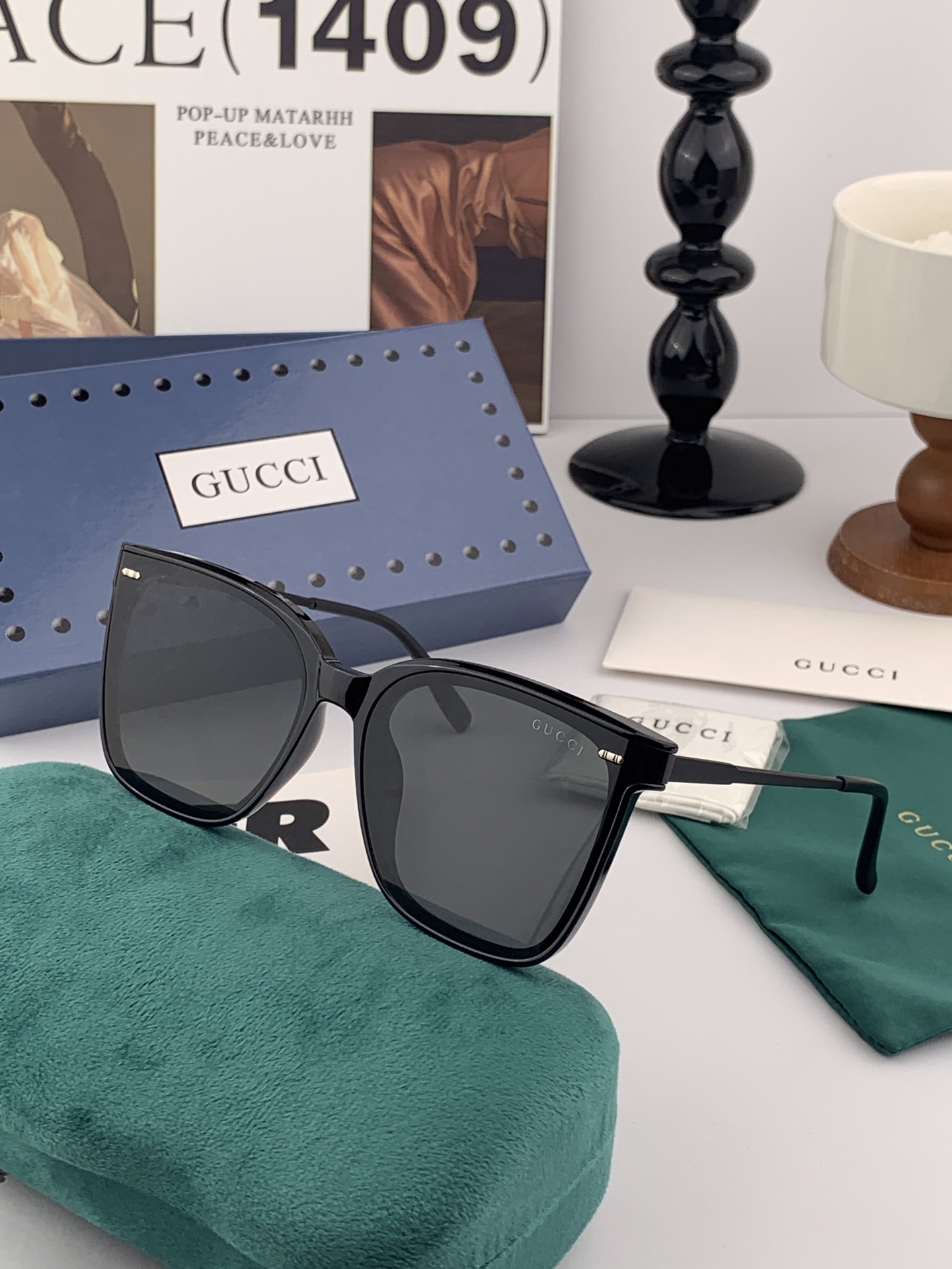 🔺 【GUCCI】2025开春新款 潮流爆款 时尚方框偏光太阳镜 高品质 佩戴舒适 网红潮款墨镜 女士高
