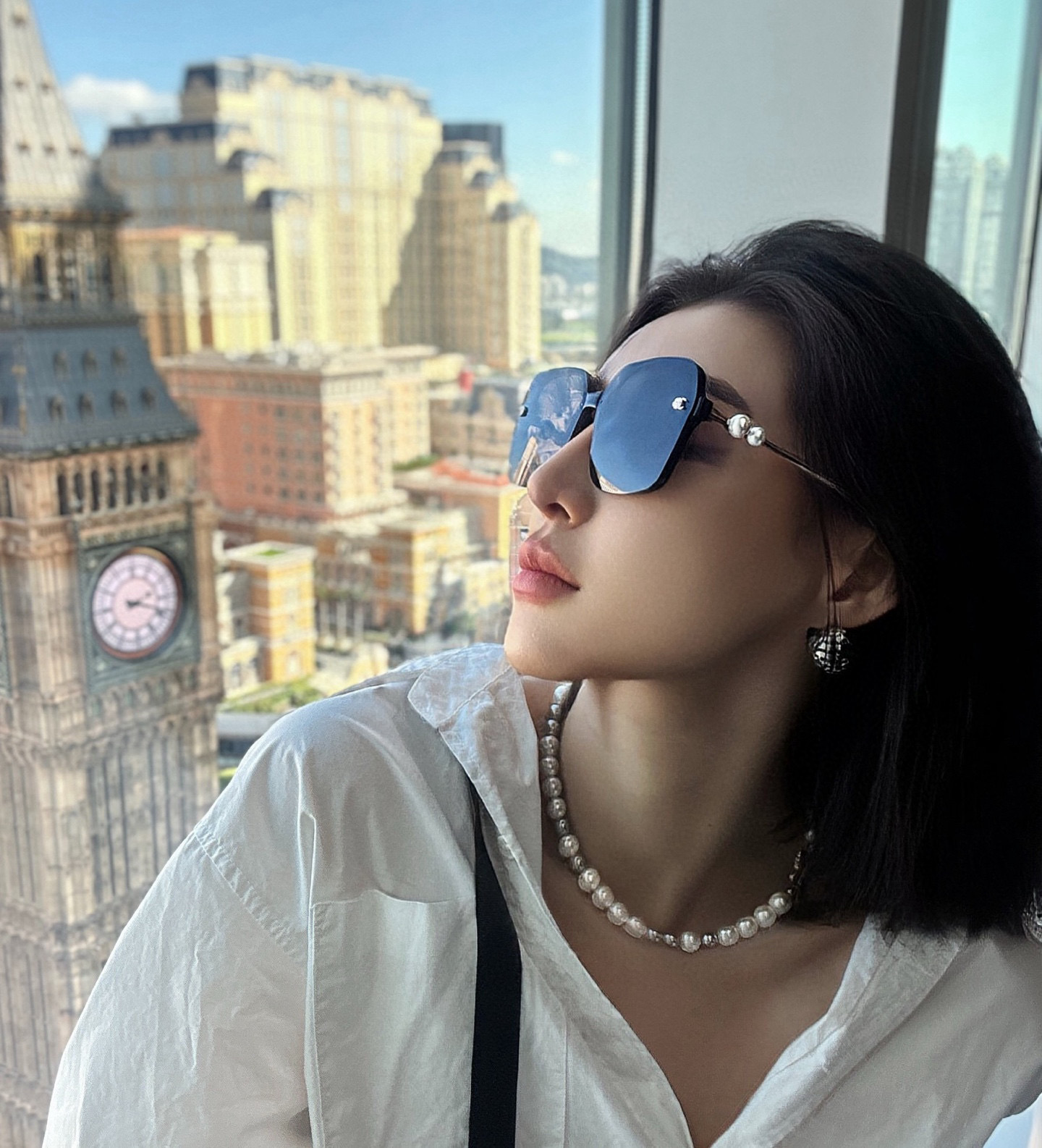 🔺CHANEL🔻2025官方早春新款，众多明星同款色香奈儿‼️‼️新款珍珠大框偏光墨镜 ，🌈🌈宝丽来超清