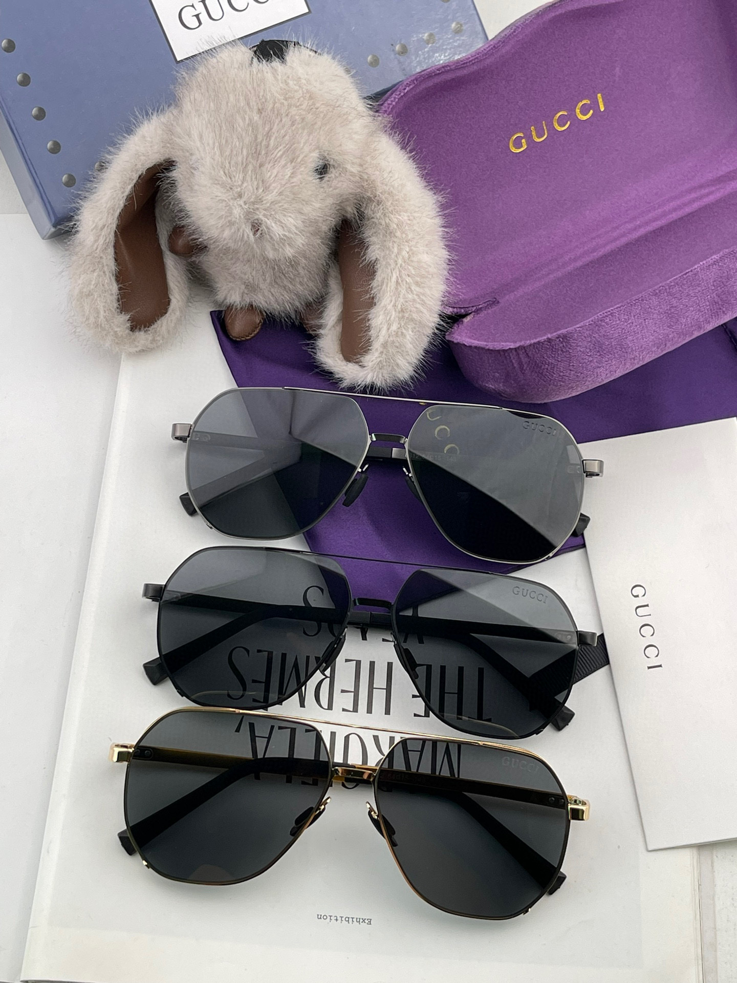         GUCCI 男款炫彩飞行员偏光太阳镜 ❤️材质：高清尼龙加厚卡槽高清偏光镜片 🌹无边框镜