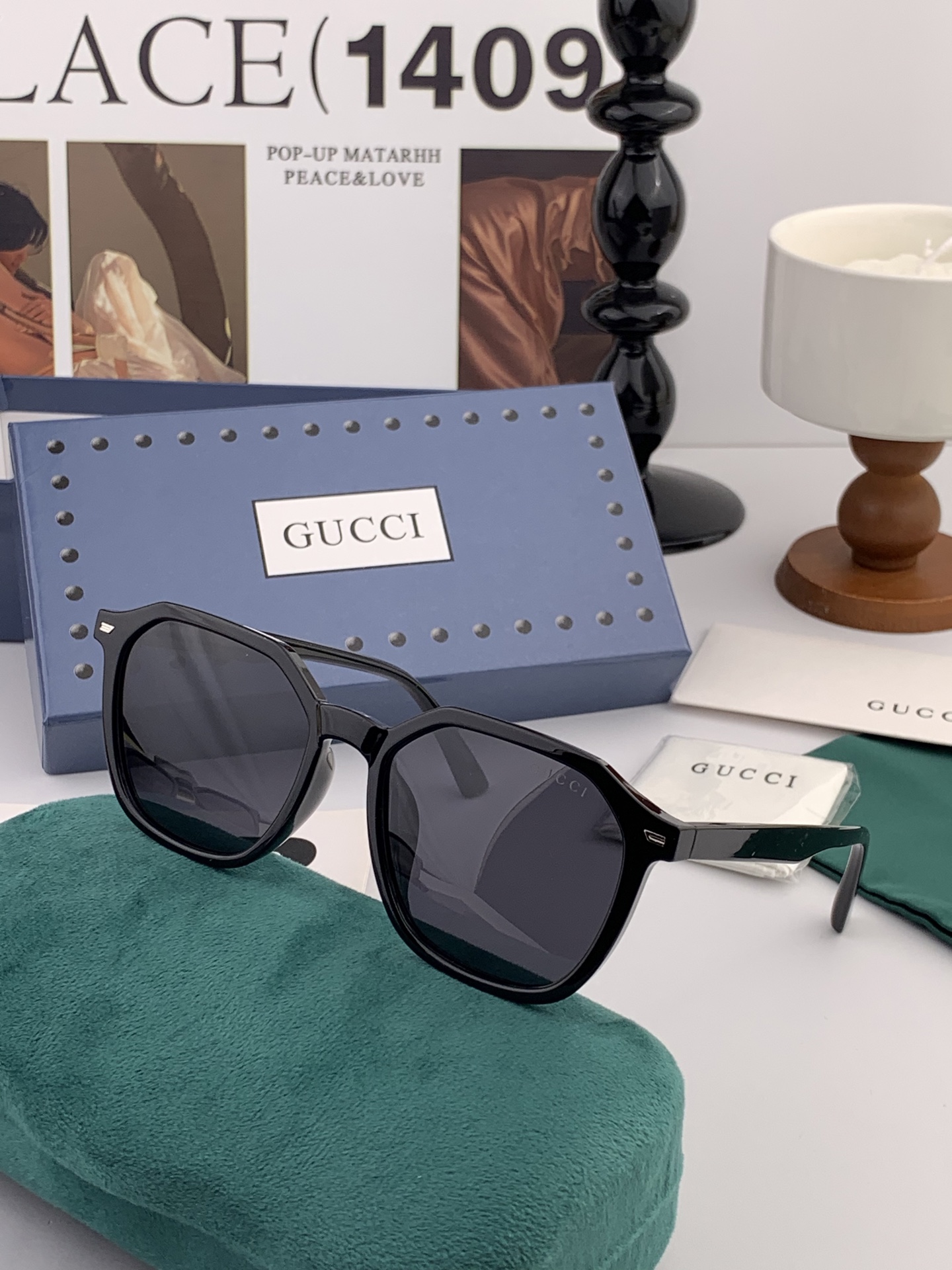   Gucci古奇 新款连体驶驾镜墨镜出行必众备多明星同款 太阳镜 男女太士阳镜飞行  型号：G6358