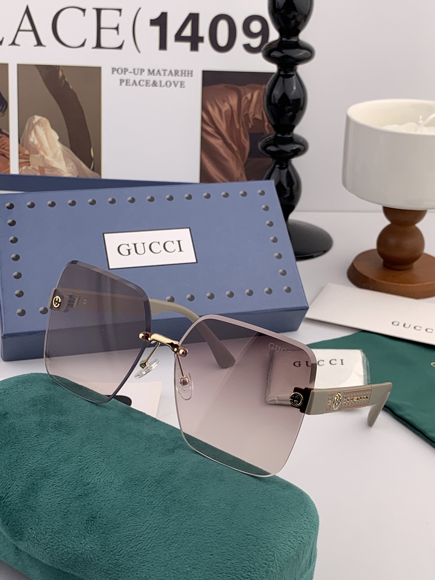 🔺 【GUCCI】2025开春新款 潮流爆款 时尚方框太阳镜 高品质 佩戴舒适 网红潮款墨镜 型号：G