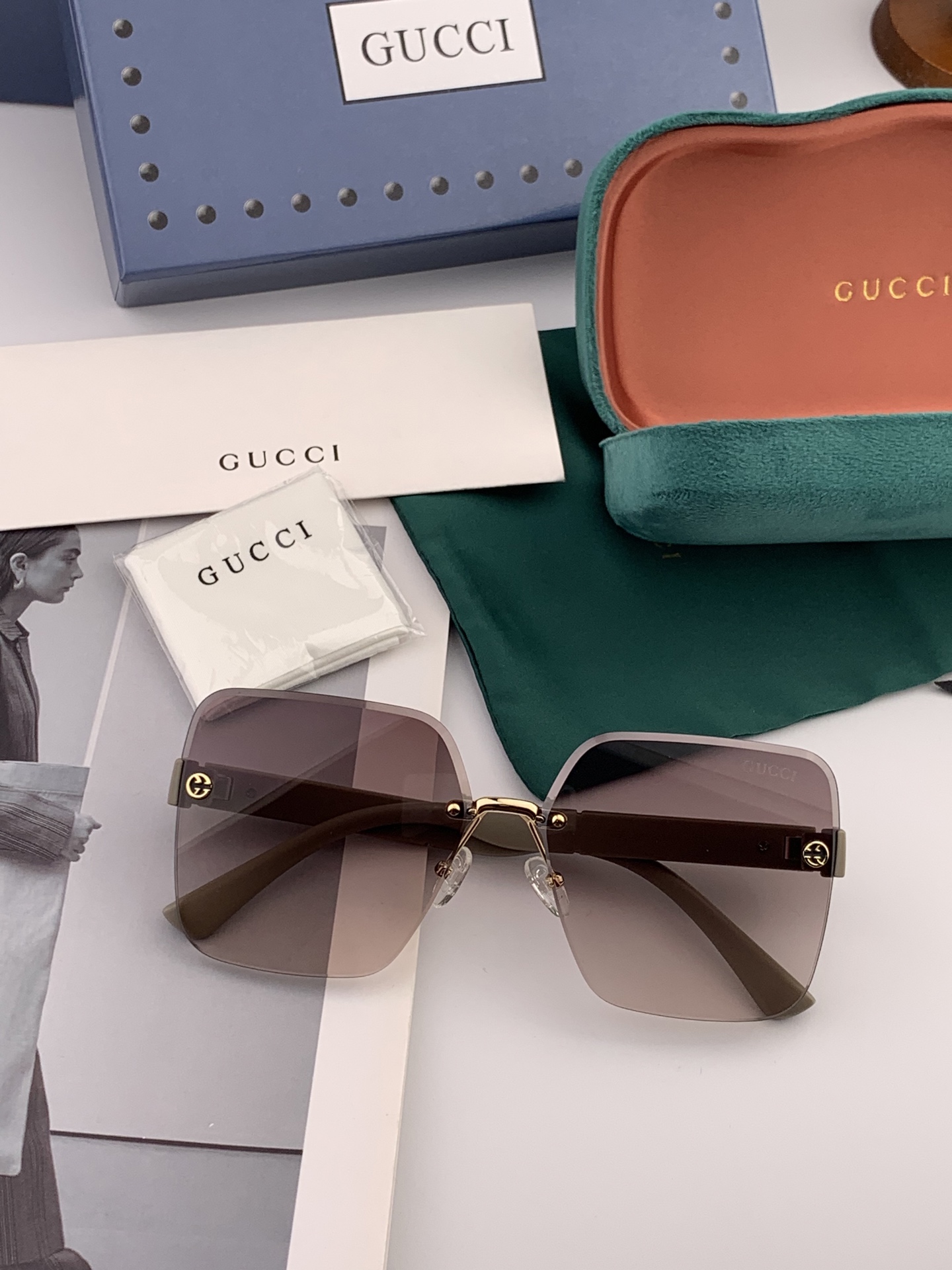  🔺 【GUCCI】2025开春新款 潮流爆款 时尚方框太阳镜 高品质 佩戴舒适 网红潮款墨镜 型号：G