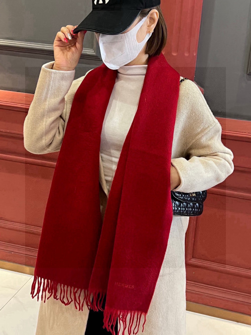 Elegant Hermes Paris Fashion Show Double-Sided Cashmere Scarf - Red 1 Elegant Hermes Paris Fashion Show Double-Sided Cashmere Scarf - Red