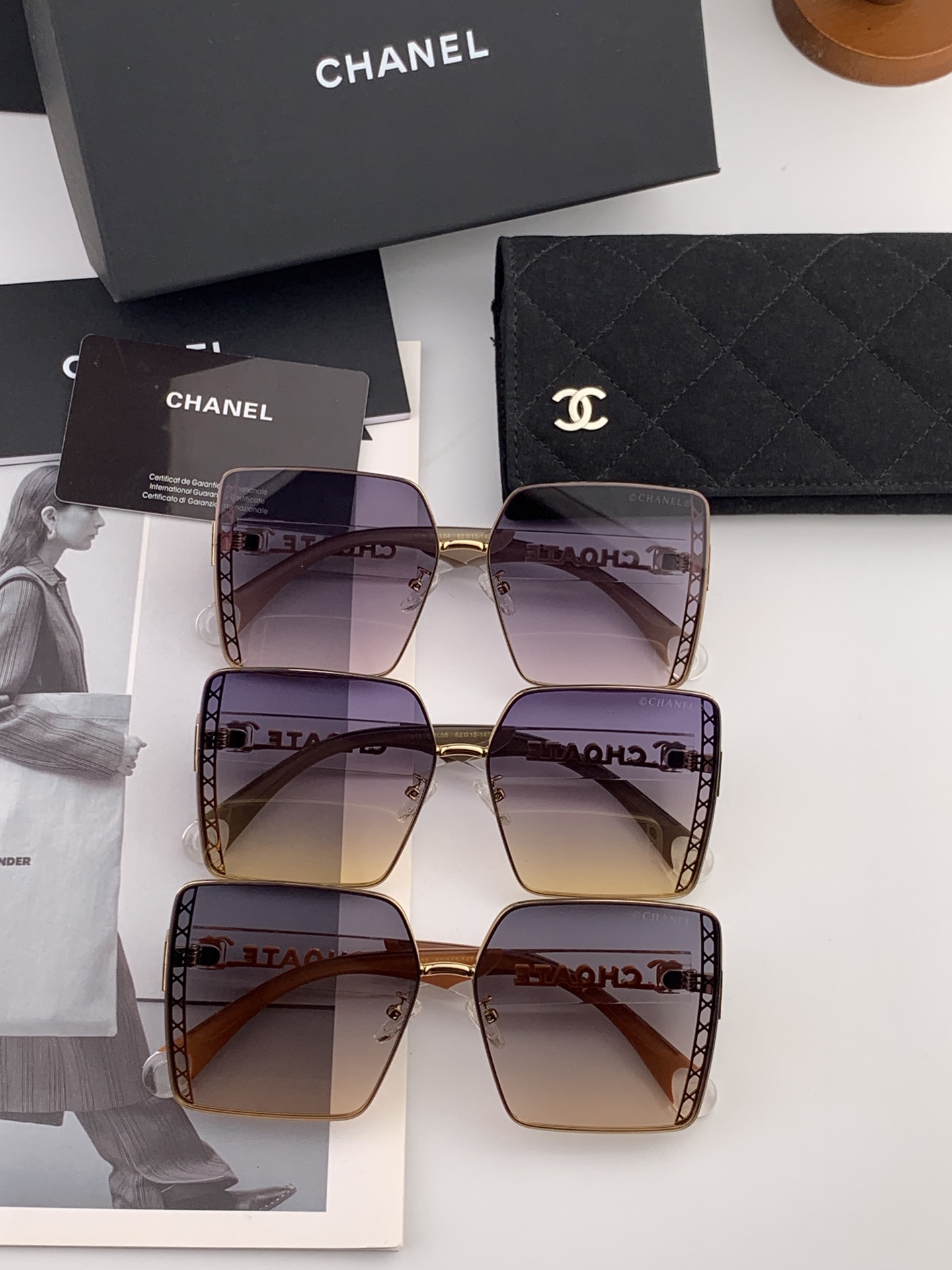 🔺 【香奈儿】2025开春新款 潮流爆款 时尚方框太阳镜 高品质 佩戴舒适 网红潮款墨镜 女士高清加厚偏