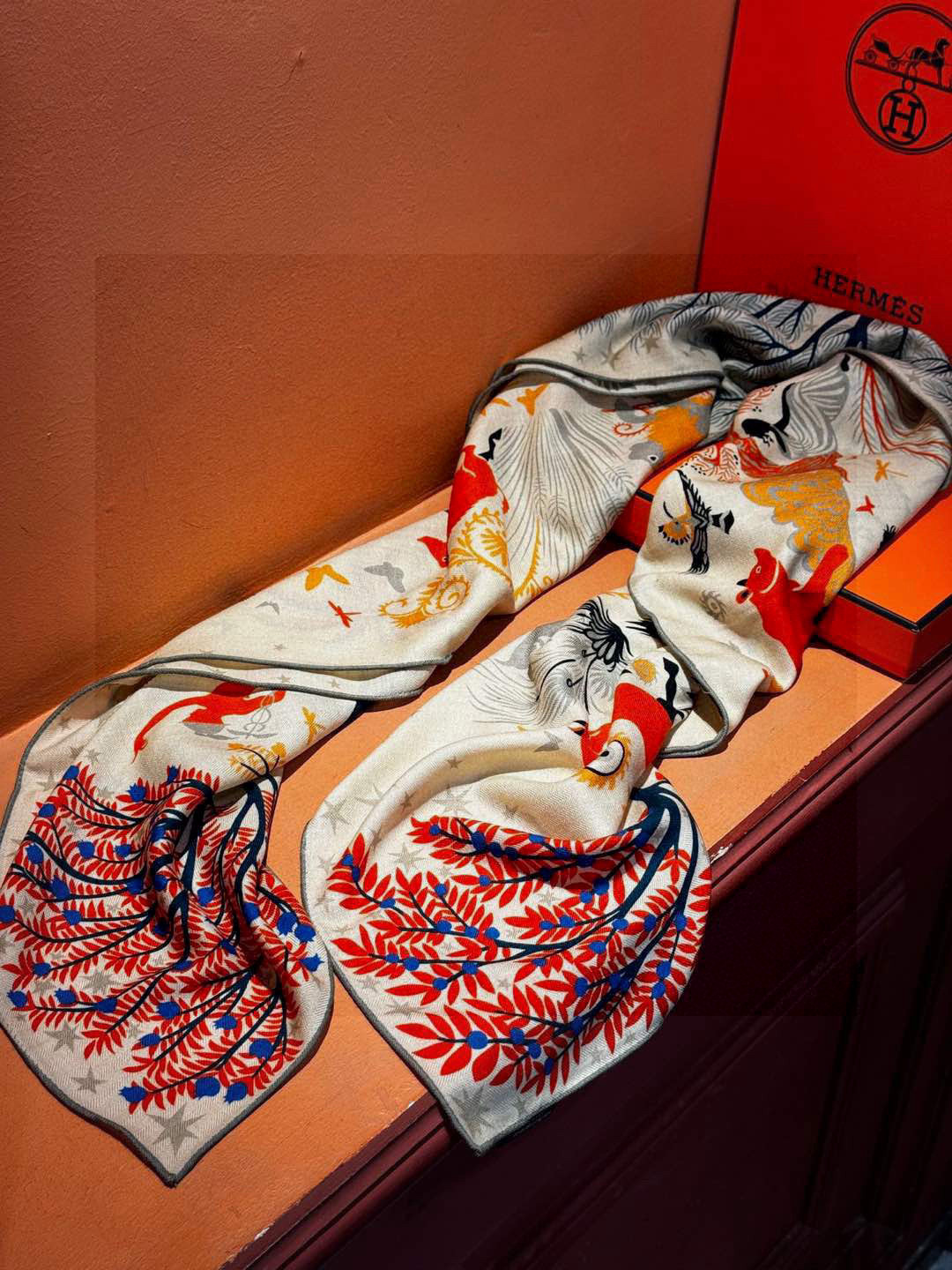 羊绒新款🆕👏👏买了都说好看‼️推荐💕爱马仕双面同色羊绒方巾【玛雅森林双面同色140】，顶级工艺超值‼️爱