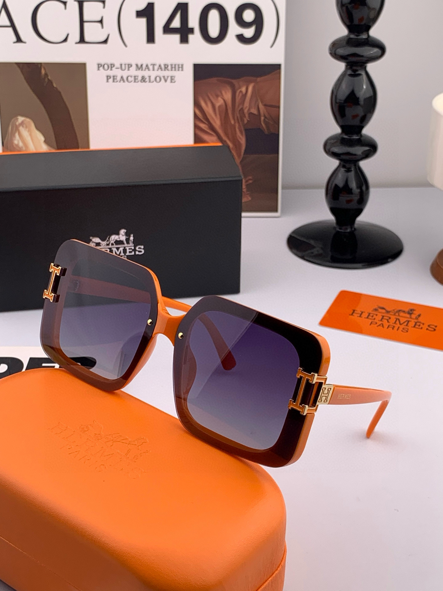  2025新款 爱马仕女士偏光太阳镜🕶️ 宝丽来高清镜片🎉高品质TR-90镜框 时尚百搭！
型号：H38