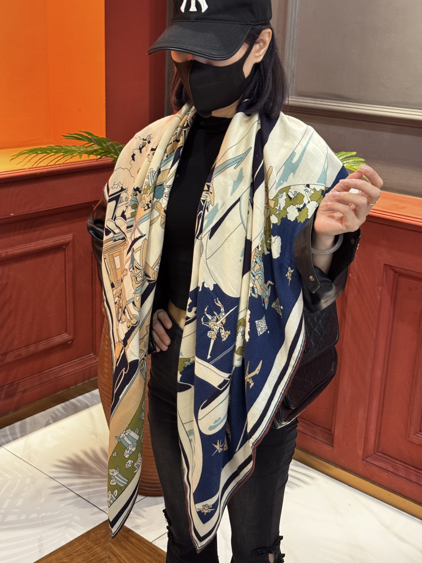 Hermès Surrealist Silk and Cashmere Scarf - Classic H Design, 140cm x 140cm