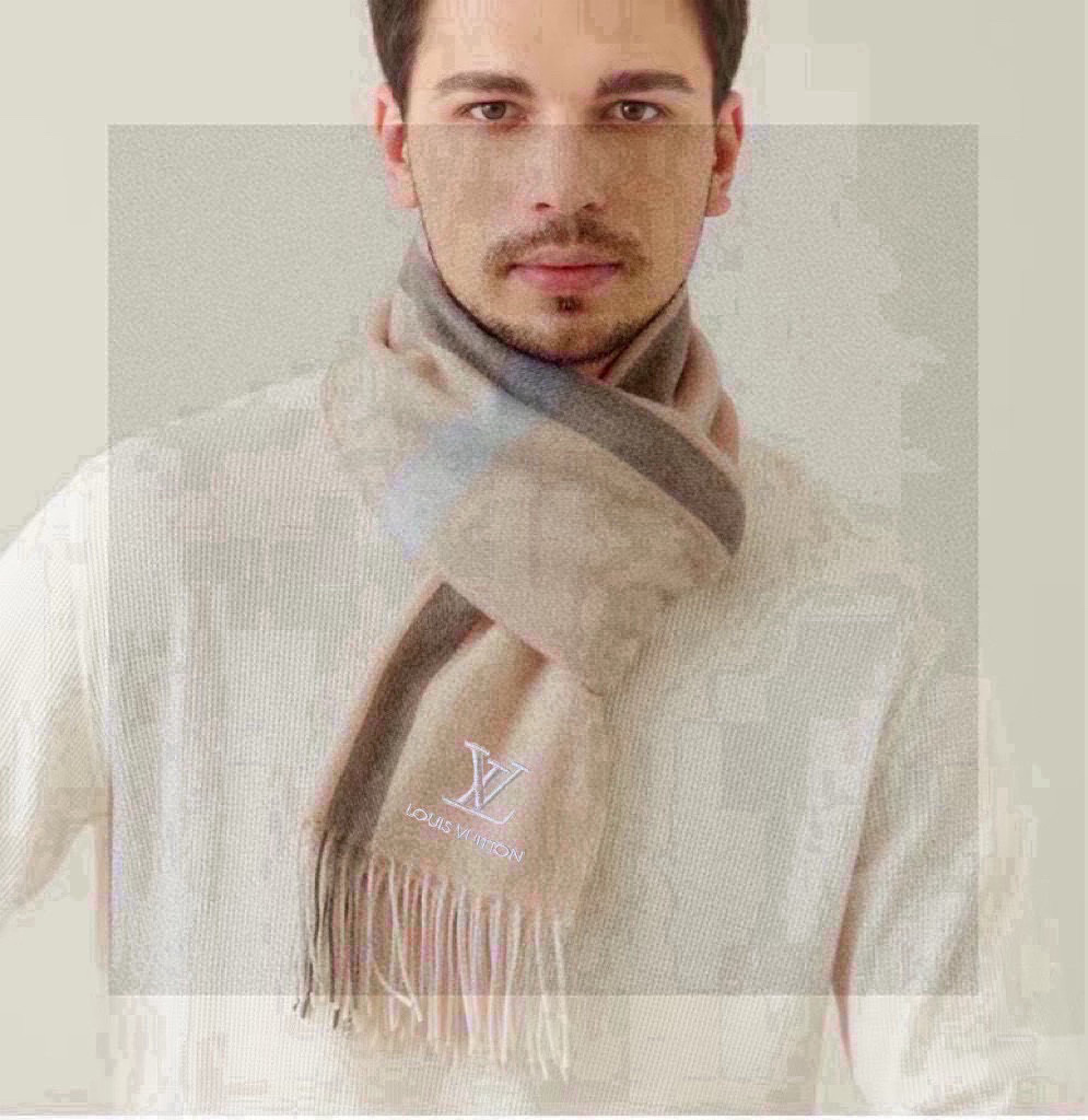  难得的高端男款，家属福利‼LV非常正的男士围巾~面料大爱，非常柔软细腻舒服‼大气简约，超级好看的男神配