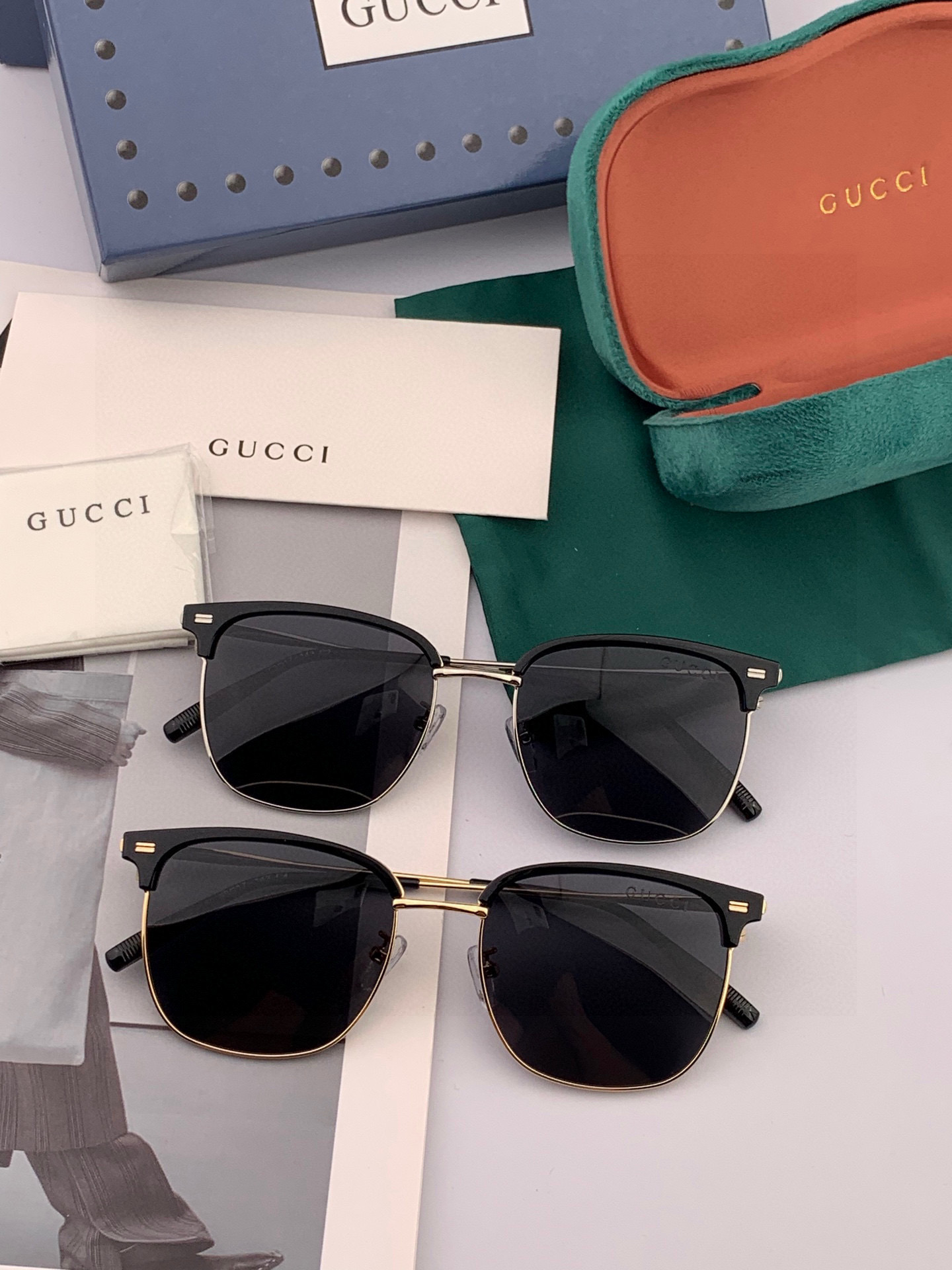   Gucci 。  高品质男女款墨镜   👍 进口宝丽来偏光镜片  。蛤蟆镜 开车钓鱼都可 。百搭显瘦