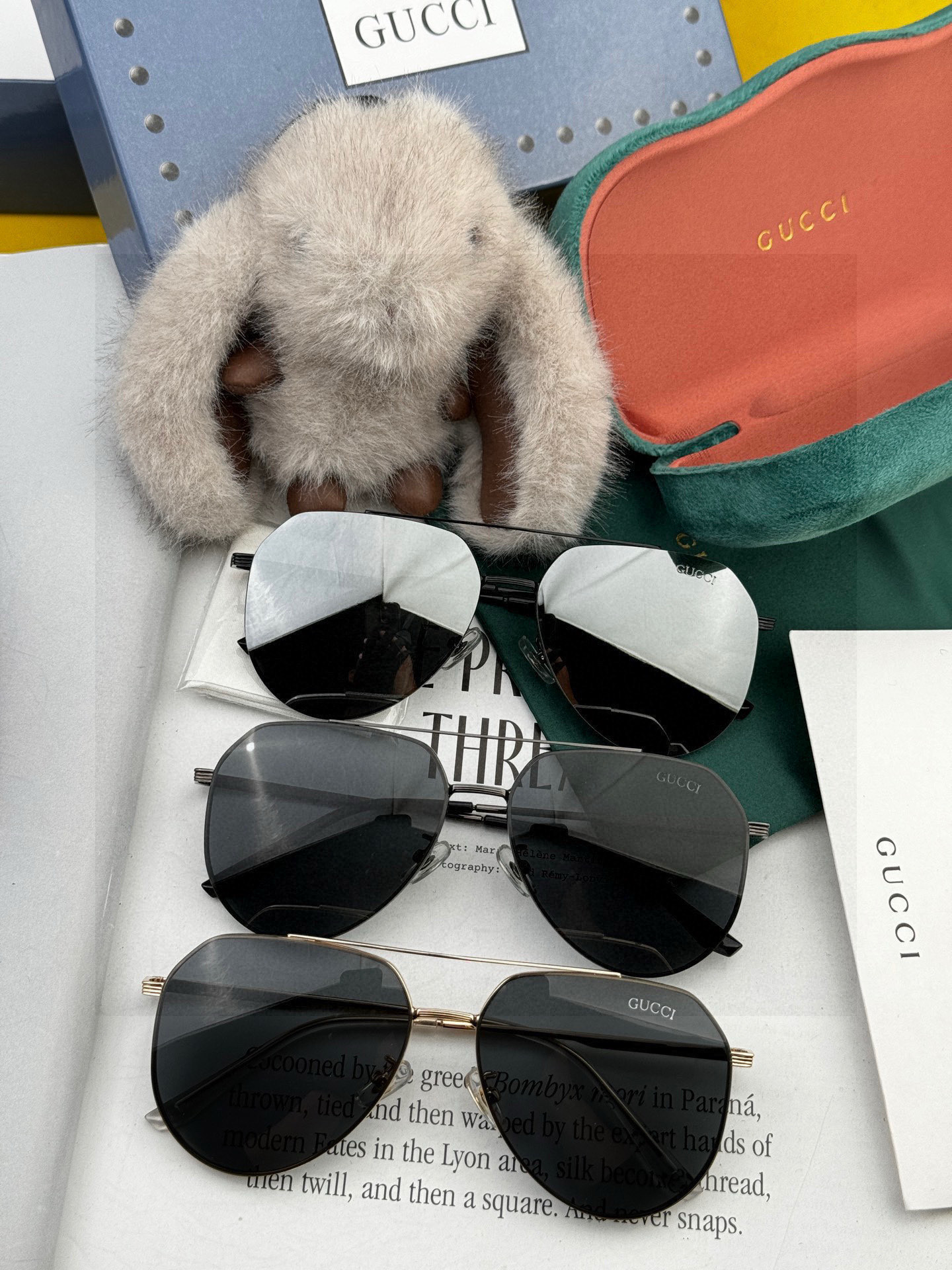         GUCCI 男款炫彩飞行员偏光太阳镜 ❤️材质：高清尼龙加厚卡槽高清偏光镜片 🌹无边框镜