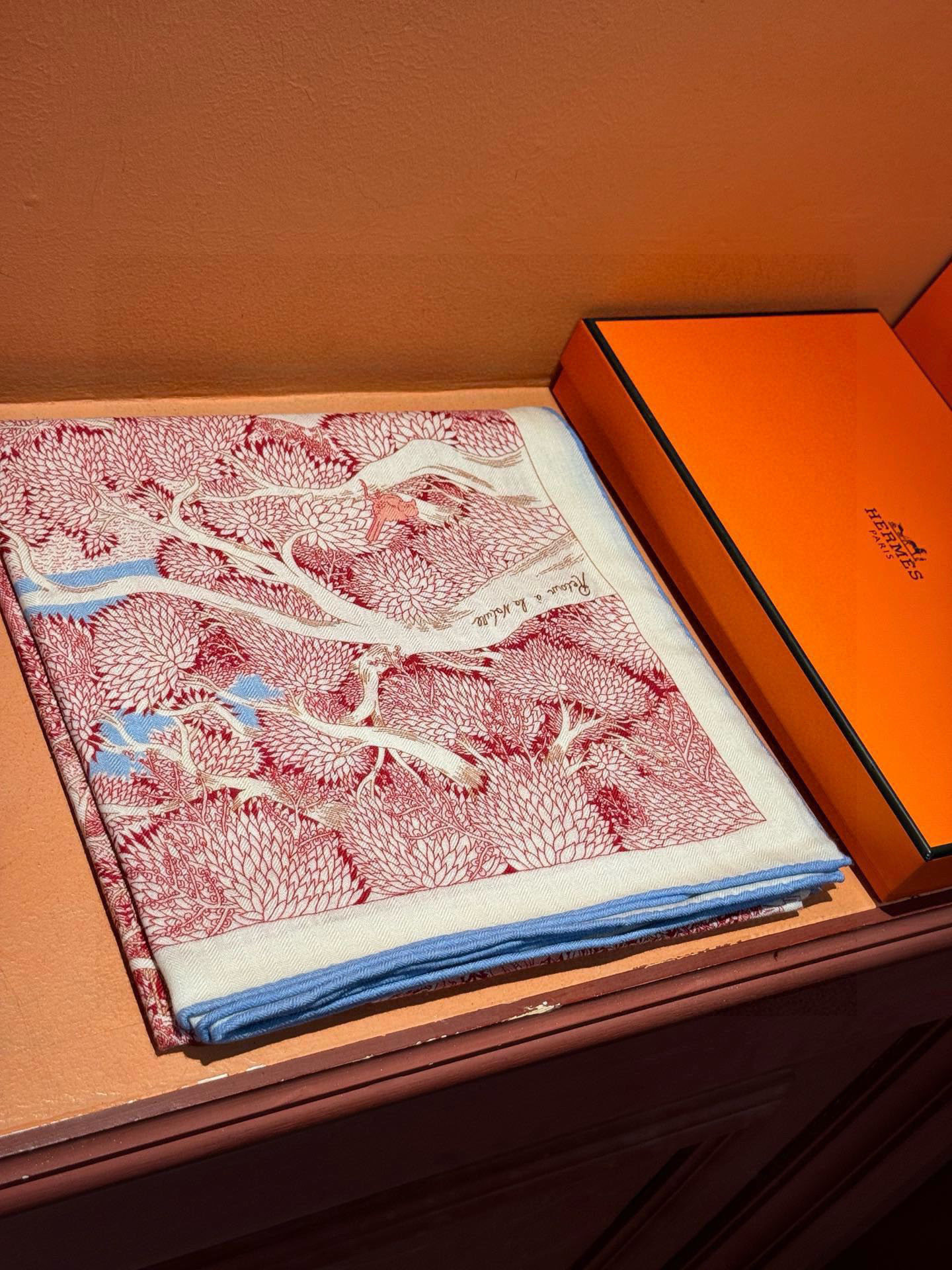   爱马仕～秋冬搭配利器❗️顶级双面同色 版真丝羊绒披肩！！1条等于2条】点睛精彩，图案和配色都超级喜欢