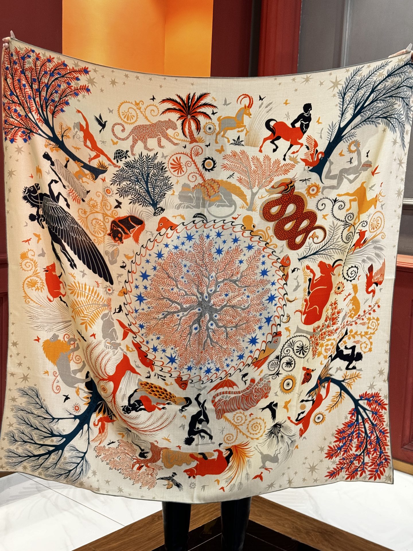 羊绒新款🆕👏👏买了都说好看‼️推荐💕爱马仕双面同色羊绒方巾【玛雅森林双面同色140】，顶级工艺超值‼️爱