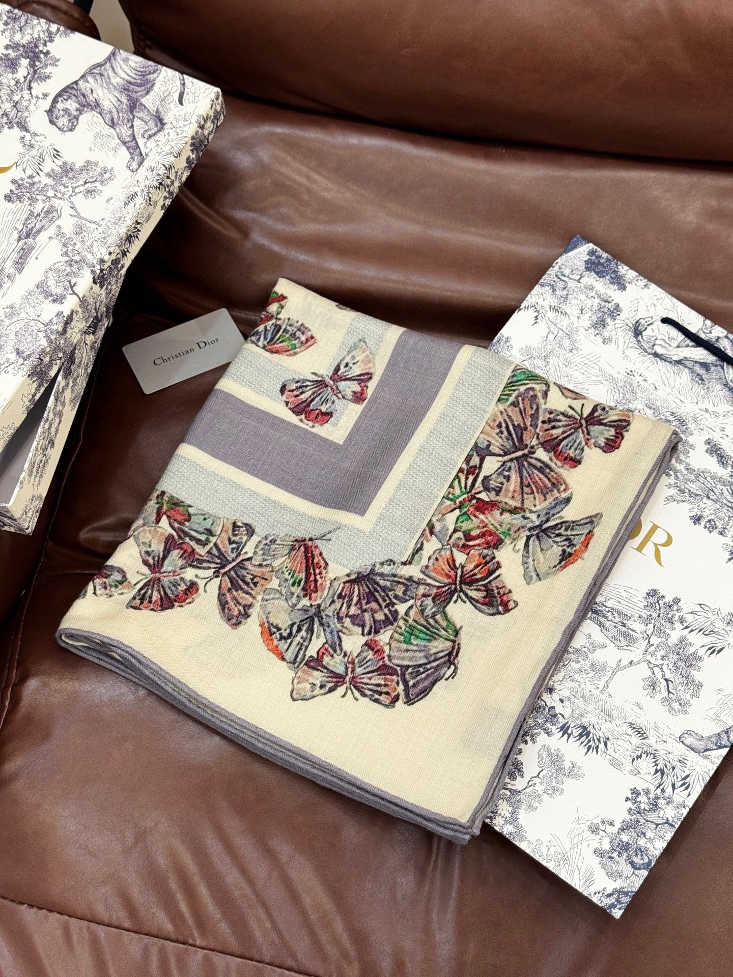  Dior 印花披肩【140顶级丝毛双面同色】Dior Camo PaPillon 图案

这款披肩饰以