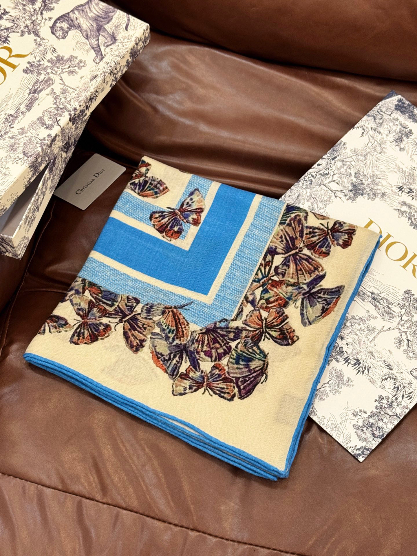  Dior 印花披肩【140顶级丝毛双面同色】Dior Camo PaPillon 图案

这款披肩饰以