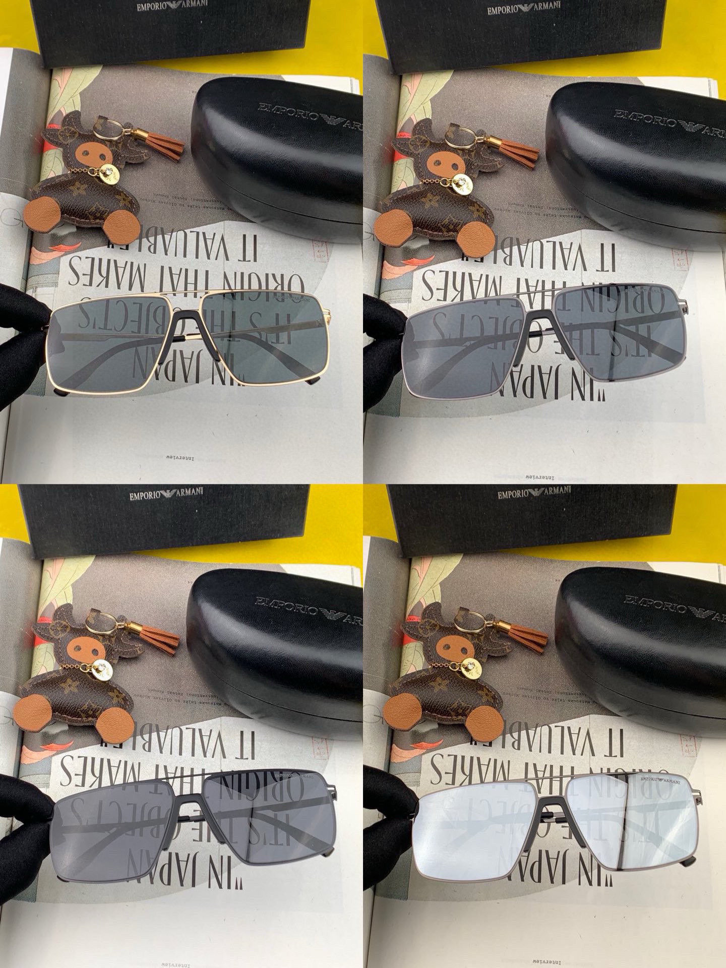       阿玛尼男款炫彩飞行员偏光太阳镜 ❤️材质：高清尼龙加厚卡槽高清偏光镜片 🌹无边框镜架💕颜👍型