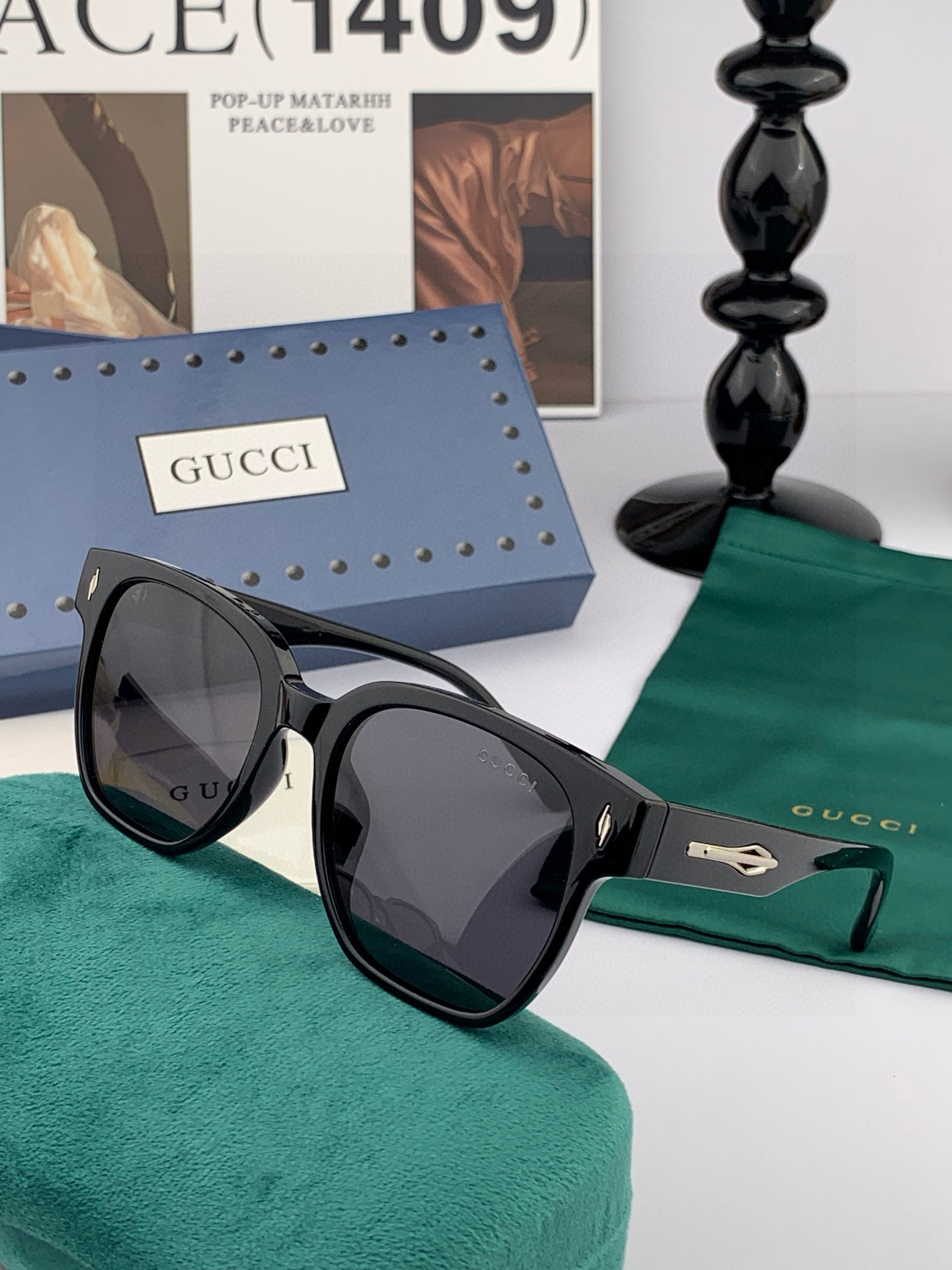  🔺 【GUCCI-偏光太阳镜】2025开春新款 潮流爆款 时尚方框偏光太阳镜 高品质 佩戴舒适 网红潮