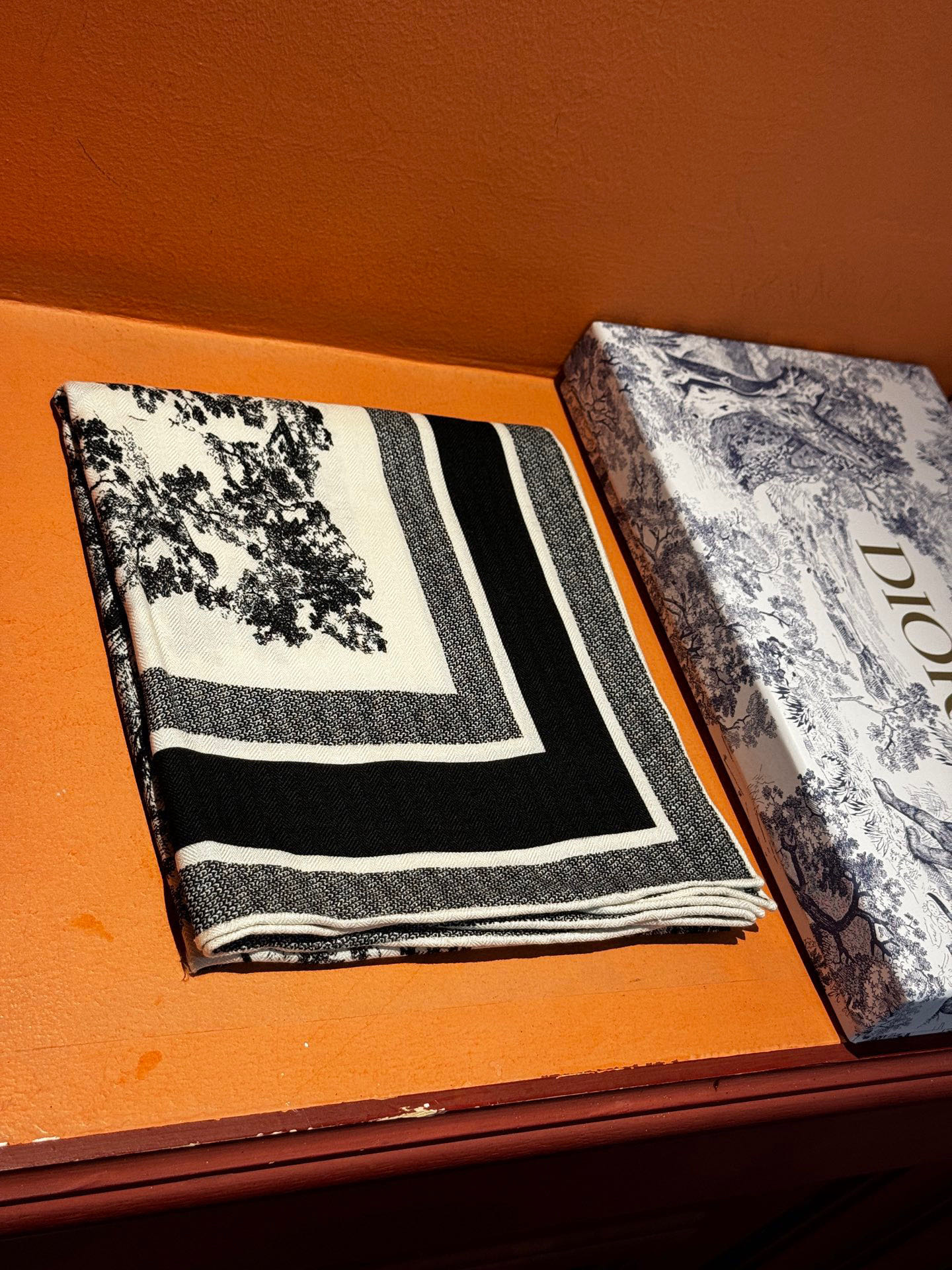  上新❤️ 𝐃𝐈𝐎𝐑 2025早春新款 《茹伊丛手绘方巾》
size：110x110 cm   【双面同