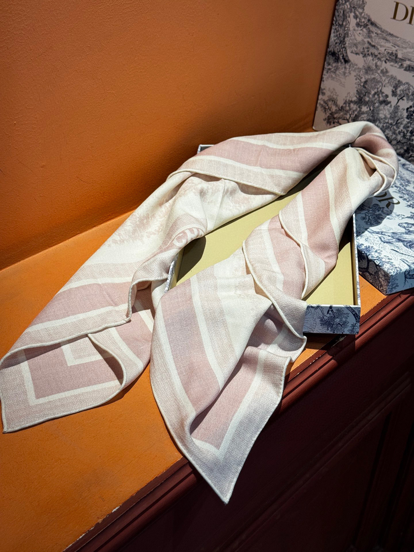  上新❤️ 𝐃𝐈𝐎𝐑 2025早春新款 《茹伊丛手绘方巾》
size：110x110 cm   【双面同