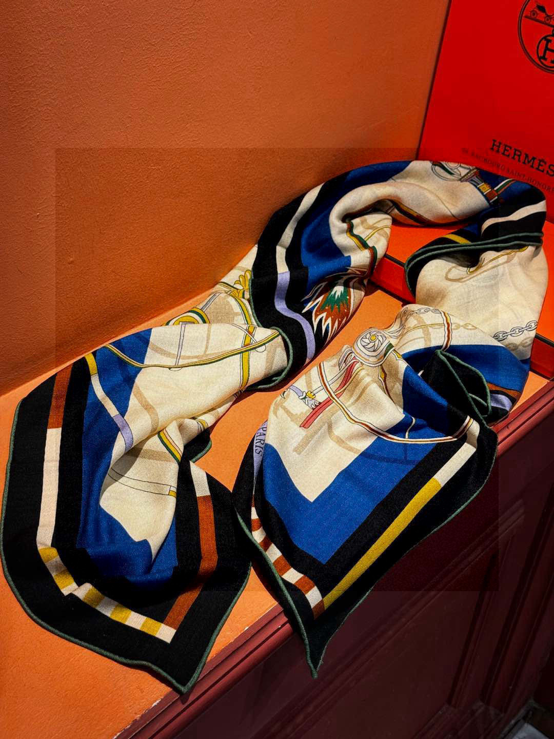 ❄️【双面同色】原单爱马仕140cm丝绒方巾💕 《平衡马车》，没有体验过野村大辅的豪华马车，就不算拥有丰
