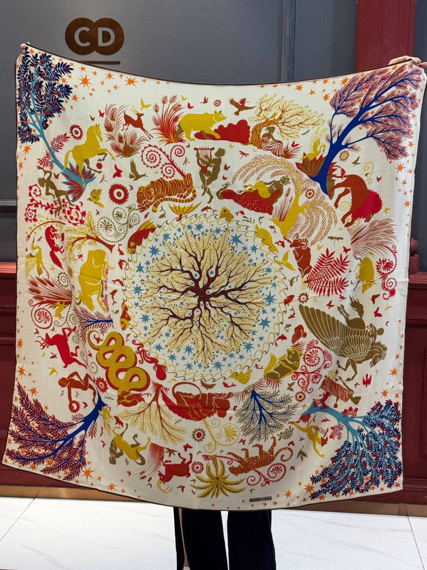 羊绒新款🆕👏👏买了都说好看‼️推荐💕爱马仕双面同色羊绒方巾【玛雅森林双面同色140】，顶级工艺超值‼️爱