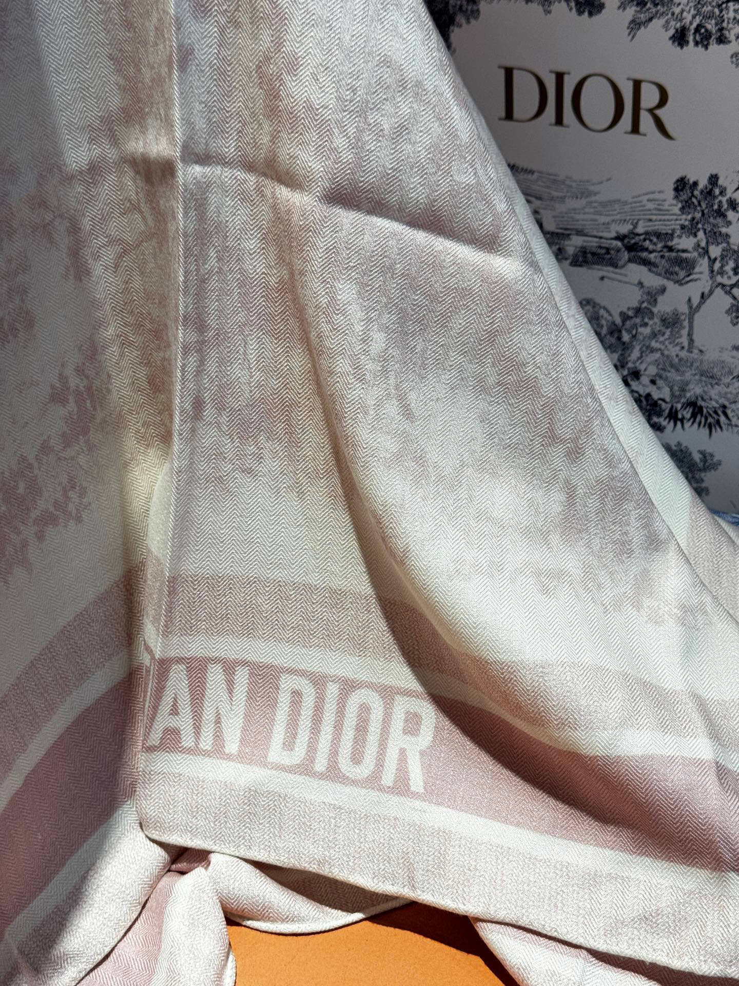 上新❤️ 𝐃𝐈𝐎𝐑 2025早春新款 《茹伊丛手绘方巾》size：110x110 cm 【双面同色丝绒方