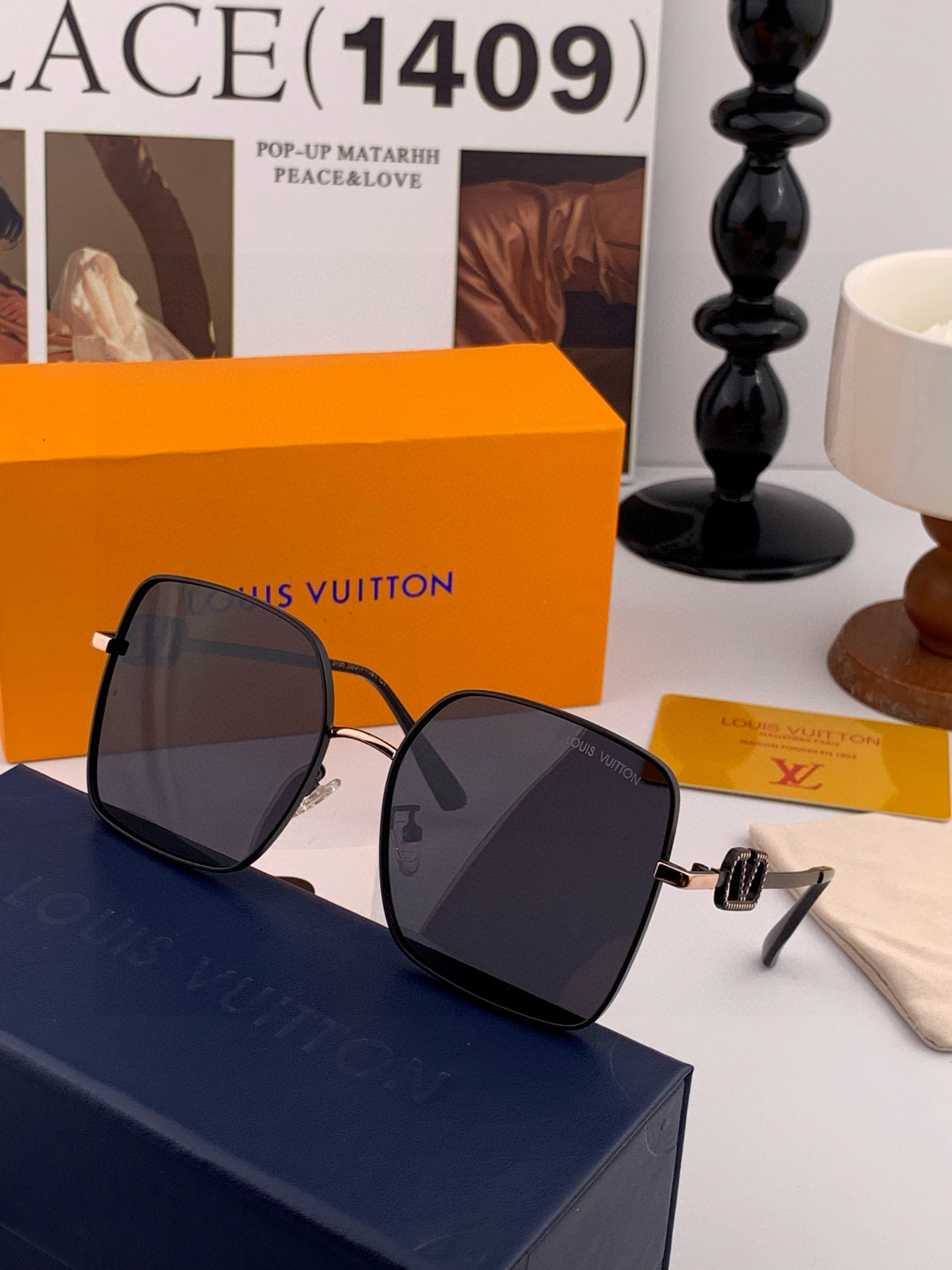 【偏光系列】lv大框太阳镜墨镜经典的方框设计，不挑脸型，无论搭配大衣还是连衣裙都非常显气质偏光镜片预防紫