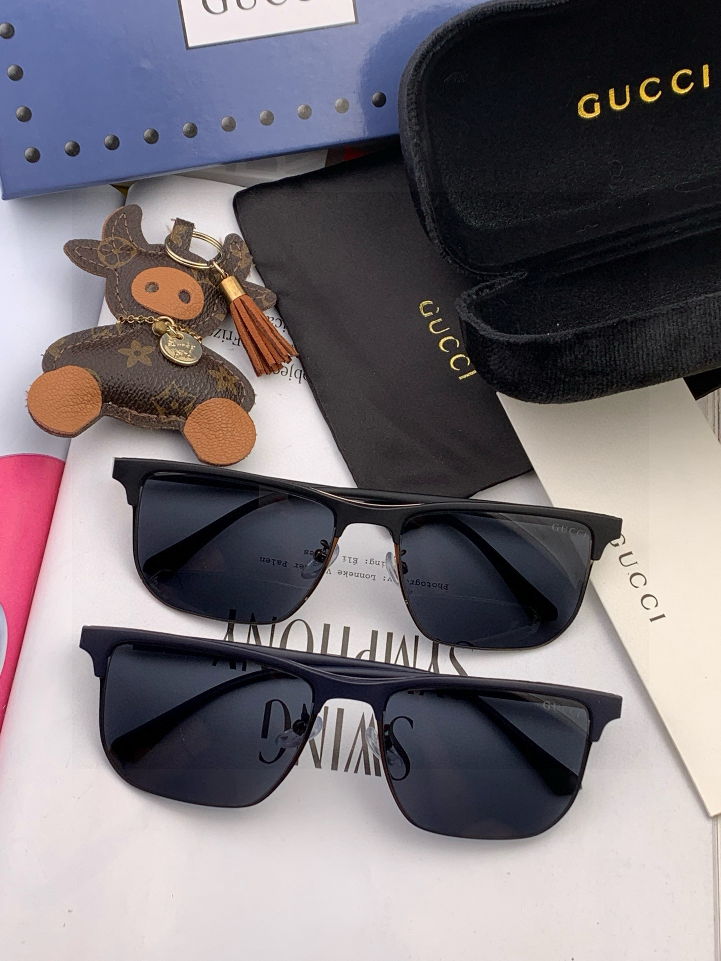 Gucci 。 高品质男女款墨镜 👍 进口宝丽来偏光镜片 。 开车钓鱼都可 。百搭显瘦墨镜韩版男士飞行员