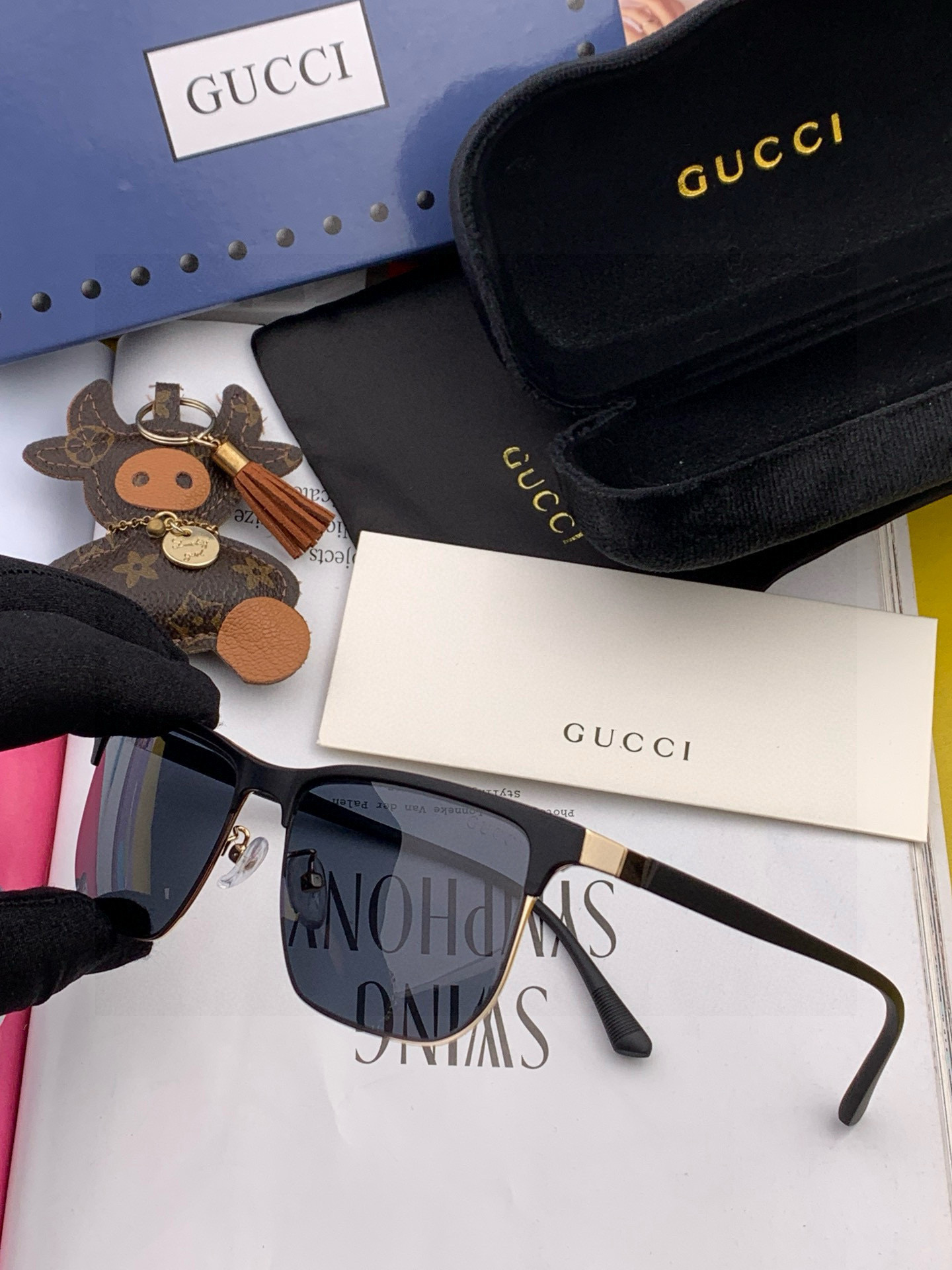 Gucci 。 高品质男女款墨镜 👍 进口宝丽来偏光镜片 。 开车钓鱼都可 。百搭显瘦墨镜韩版男士飞行员