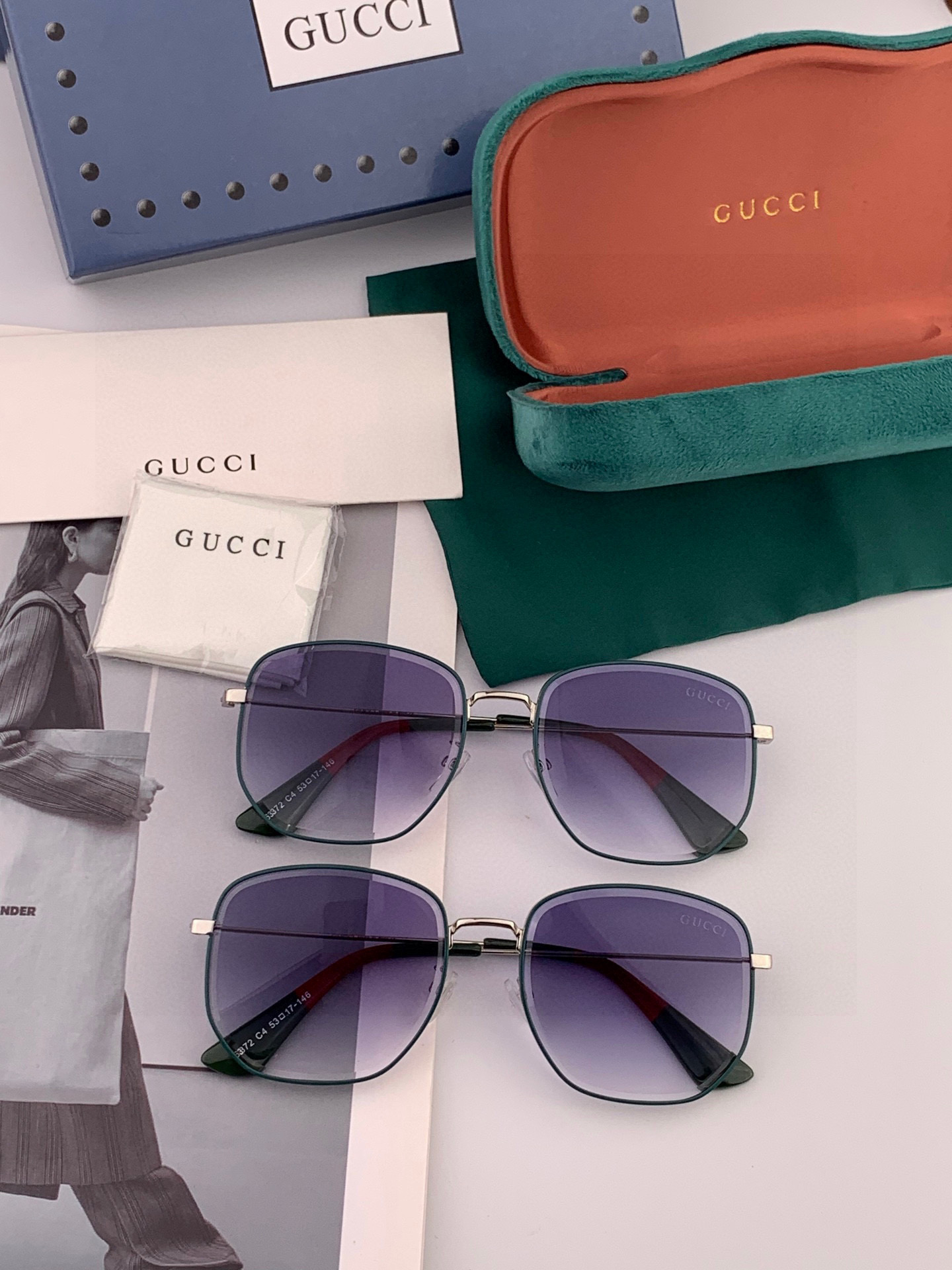 GUCCI 新款尼龙偏光太眼镜，无框钻石 切边更有质感，大气女人范儿，大脸小脸都好看 ！型号：G0299