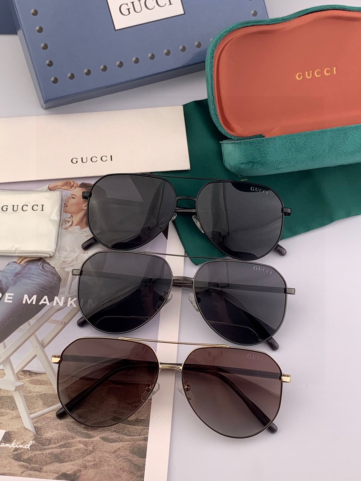 Gucci 。 高品质男女款墨镜 👍 进口宝丽来偏光镜片 。蛤蟆镜 开车钓鱼都可 。百搭显瘦墨镜韩版男士