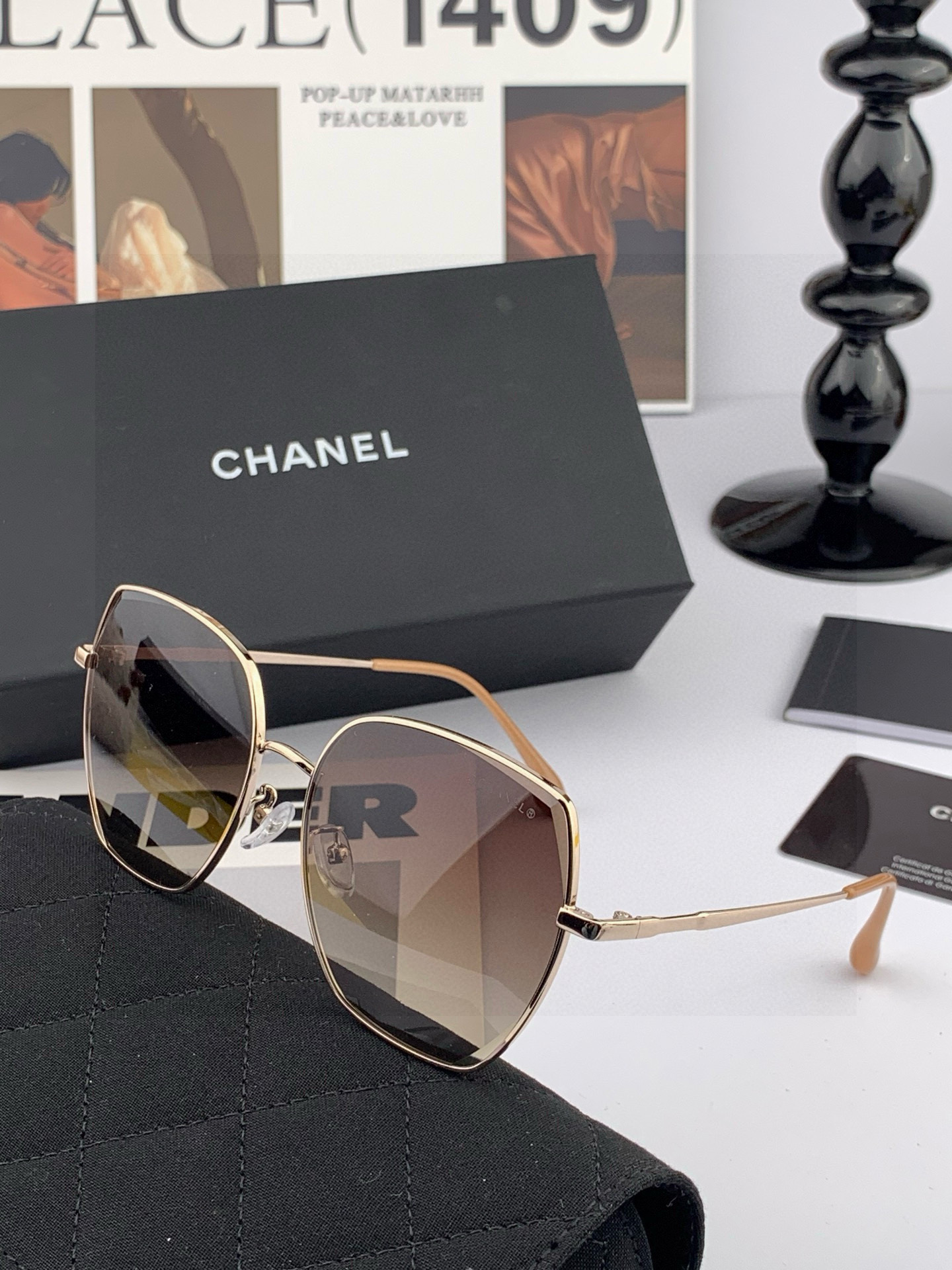 【CHANEL】香奈儿 新款尼龙偏光太眼镜，无框钻石 切边更有质感，大气女人范儿，大脸小脸都好看 ！型号