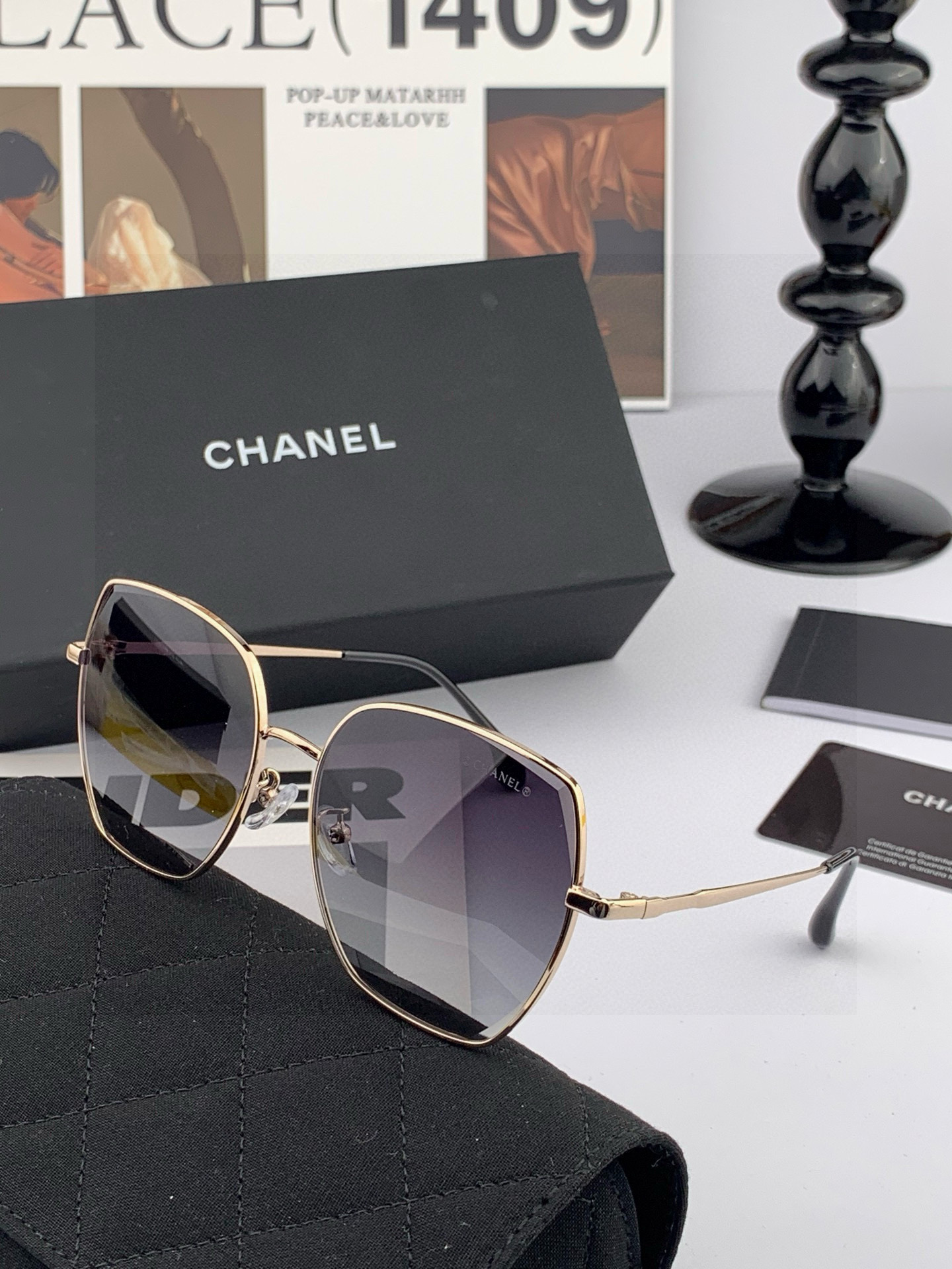 【CHANEL】香奈儿 新款尼龙偏光太眼镜，无框钻石 切边更有质感，大气女人范儿，大脸小脸都好看 ！型号