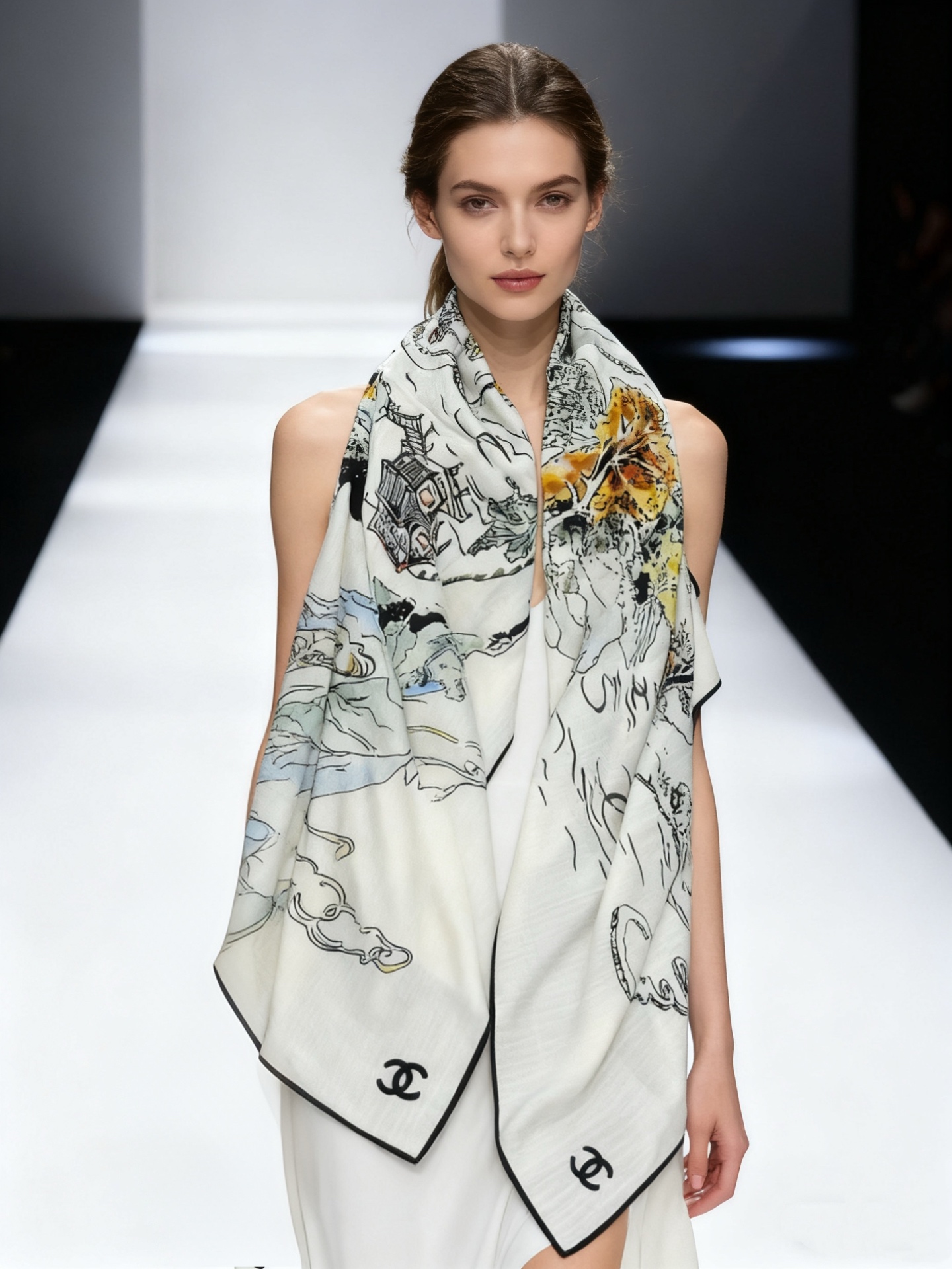 Chanel 25高级手工坊系列～～【140顶级丝绒双面同色披肩】25高级手工坊系列作品梦幻而极具电影感