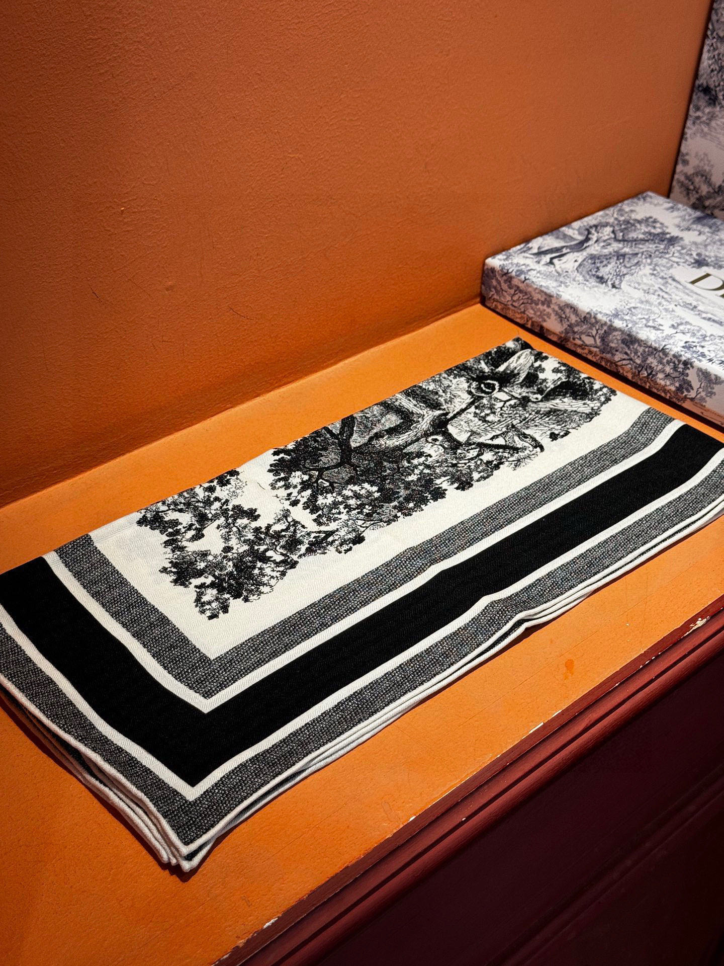 上新❤️ 𝐃𝐈𝐎𝐑 2025早春新款 《茹伊丛手绘方巾》size：110x110 cm 【双面同色丝绒方