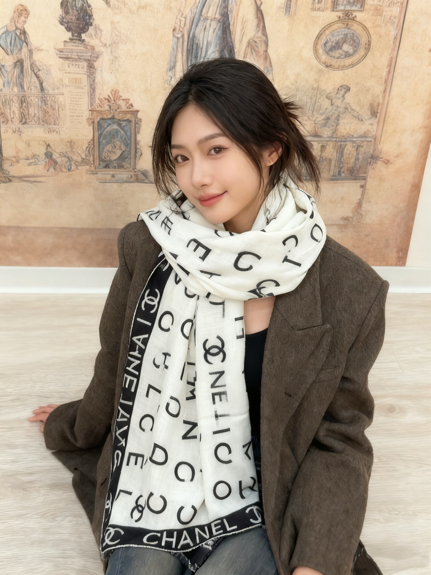 Chanel ~20。【140顶级双面丝绒披肩】香家logo与字母的完美碰撞设计底部还有隐隐约约的双C小