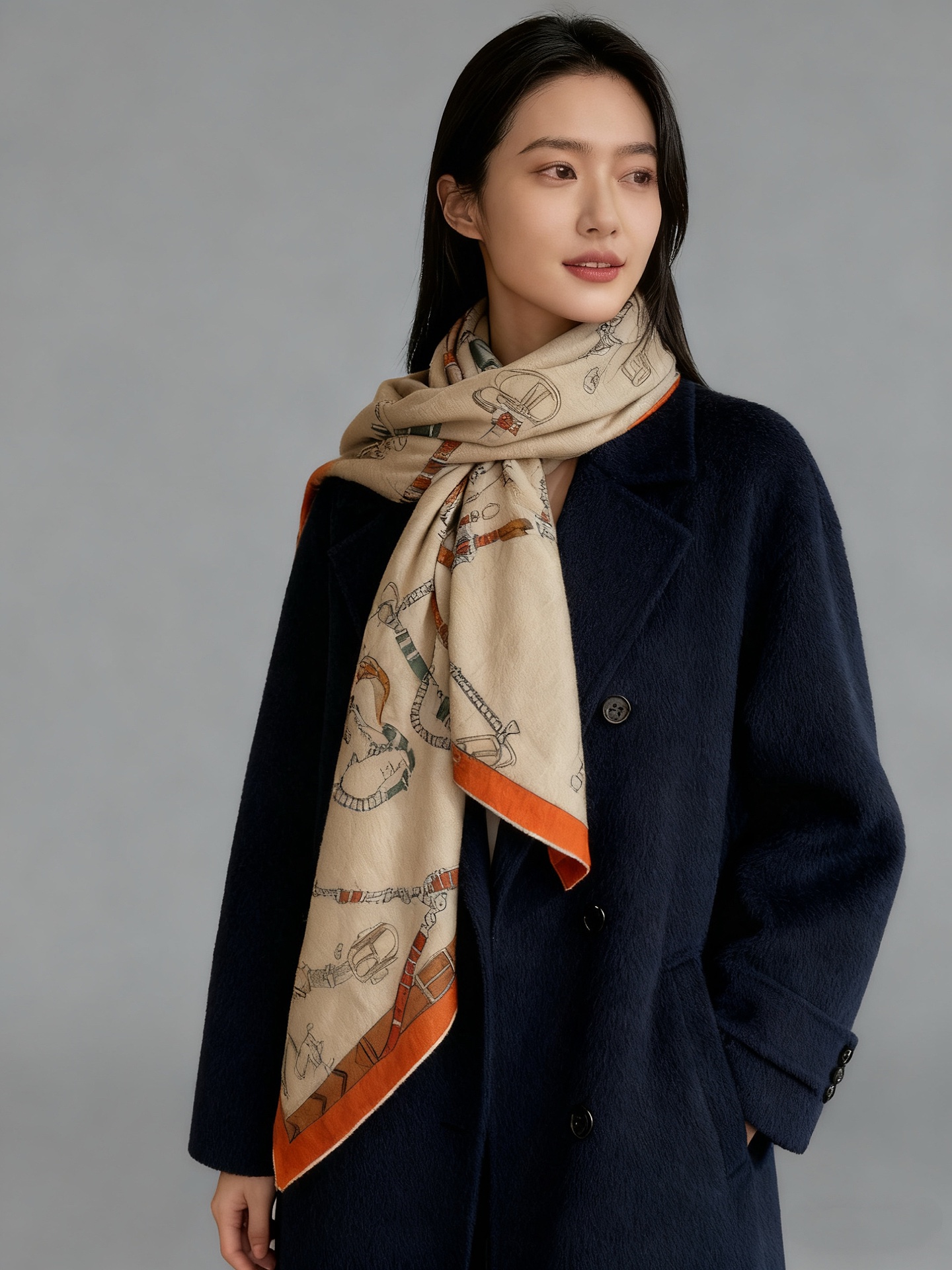 羊绒新款🆕👏👏买了都说好看‼️推荐💕爱马仕双面同色羊绒方巾【跃动的马儿双面同色140】，顶级工艺超值‼️