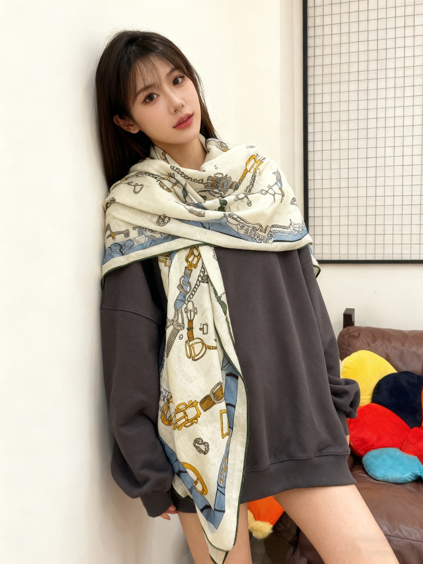 羊绒新款🆕👏👏买了都说好看‼️推荐💕爱马仕双面同色羊绒方巾【跃动的马儿双面同色140】，顶级工艺超值‼️