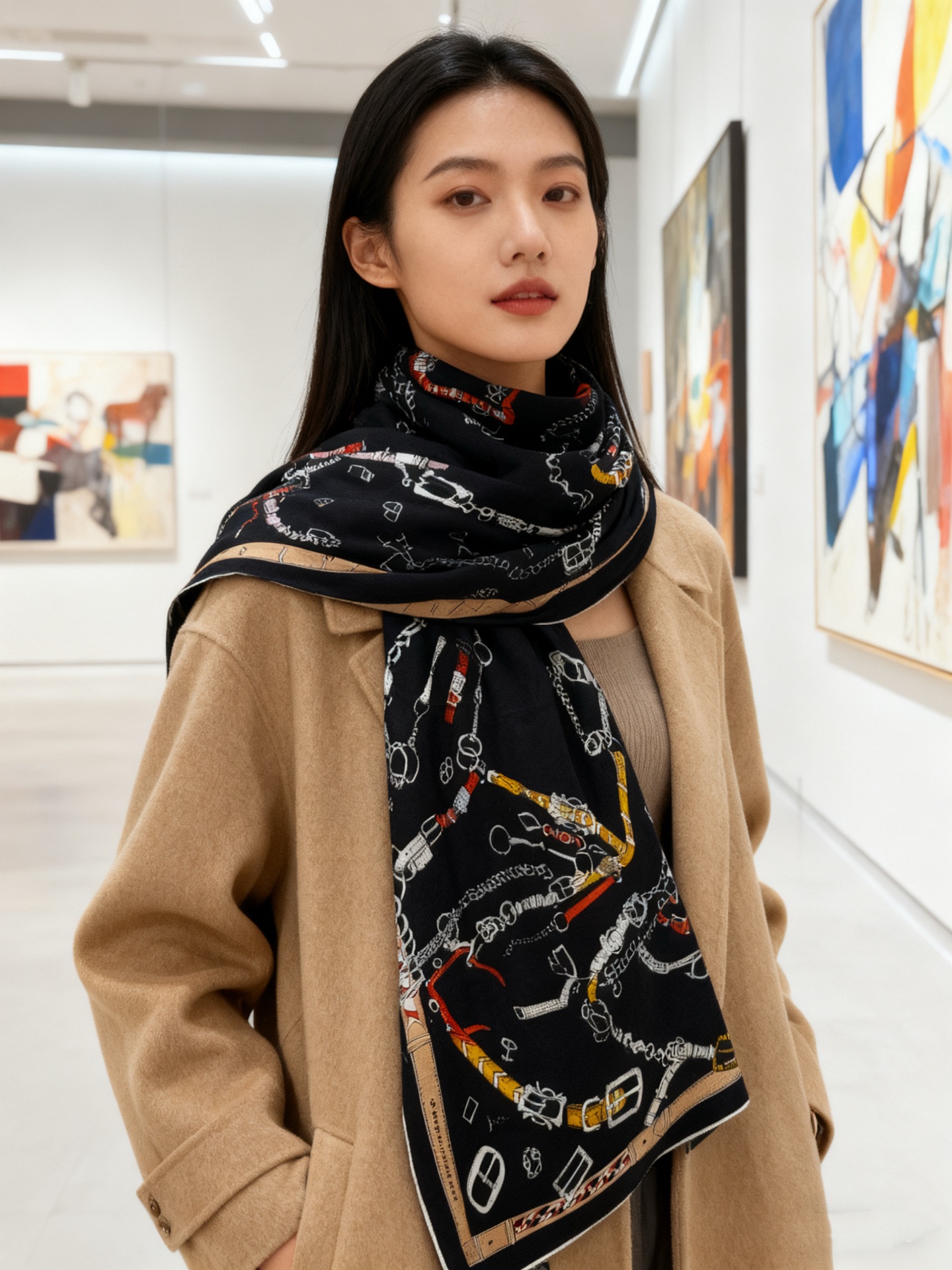 羊绒新款🆕👏👏买了都说好看‼️推荐💕爱马仕双面同色羊绒方巾【跃动的马儿双面同色140】，顶级工艺超值‼️