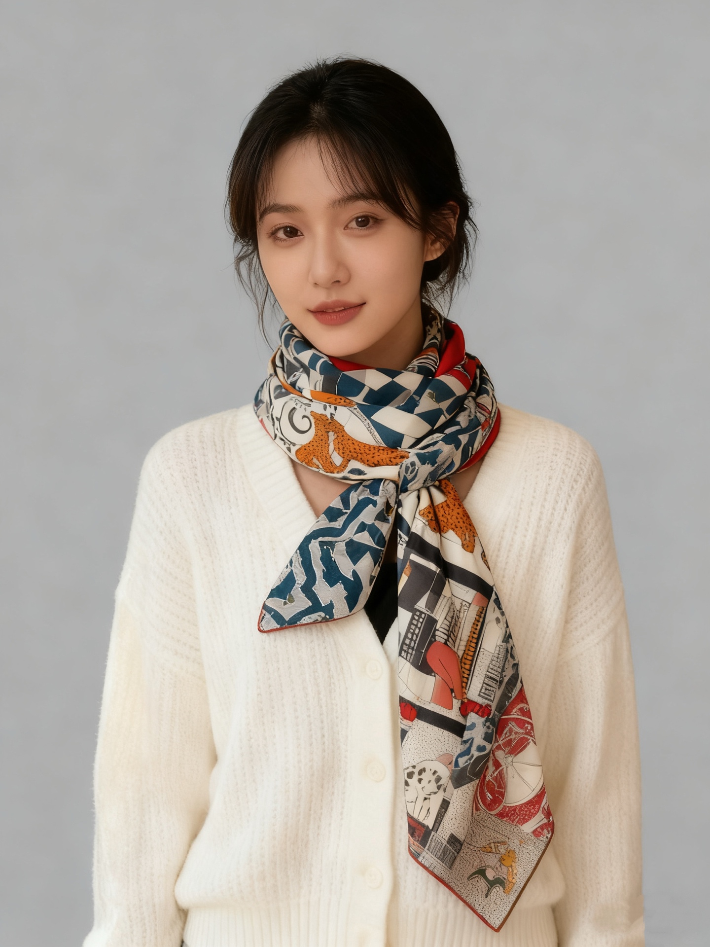 “爱马之约”140双面丝绒披肩手工卷边丝绒方巾（30%桑蚕丝70%羊绒）这款经典单品展现强大而迷人的女性