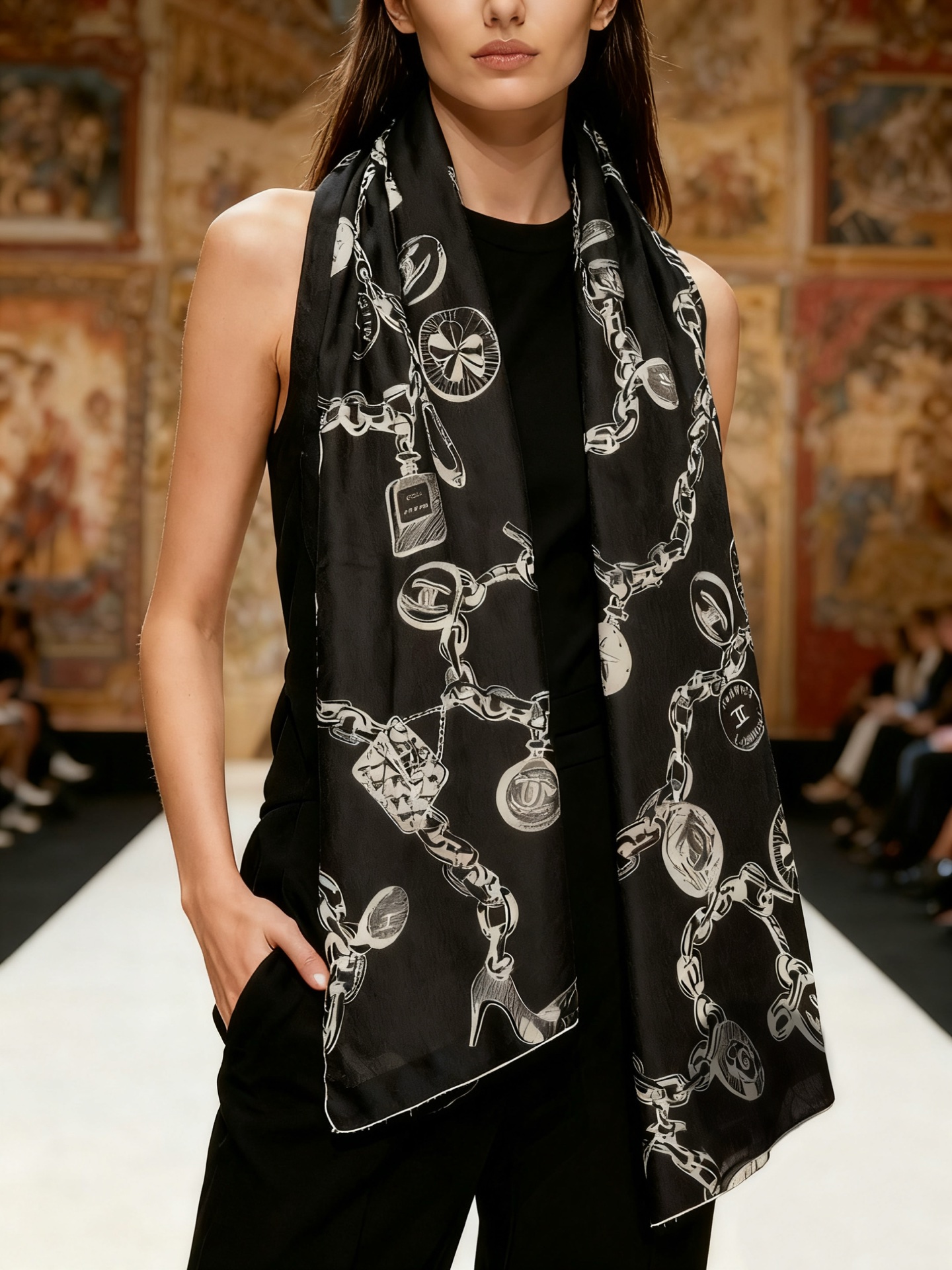 CHANEL（香奈儿）套用汪曾祺《人间草木》里的一句话：在黑白里温柔地爱彩色，在彩色里朝圣黑白。所以香家