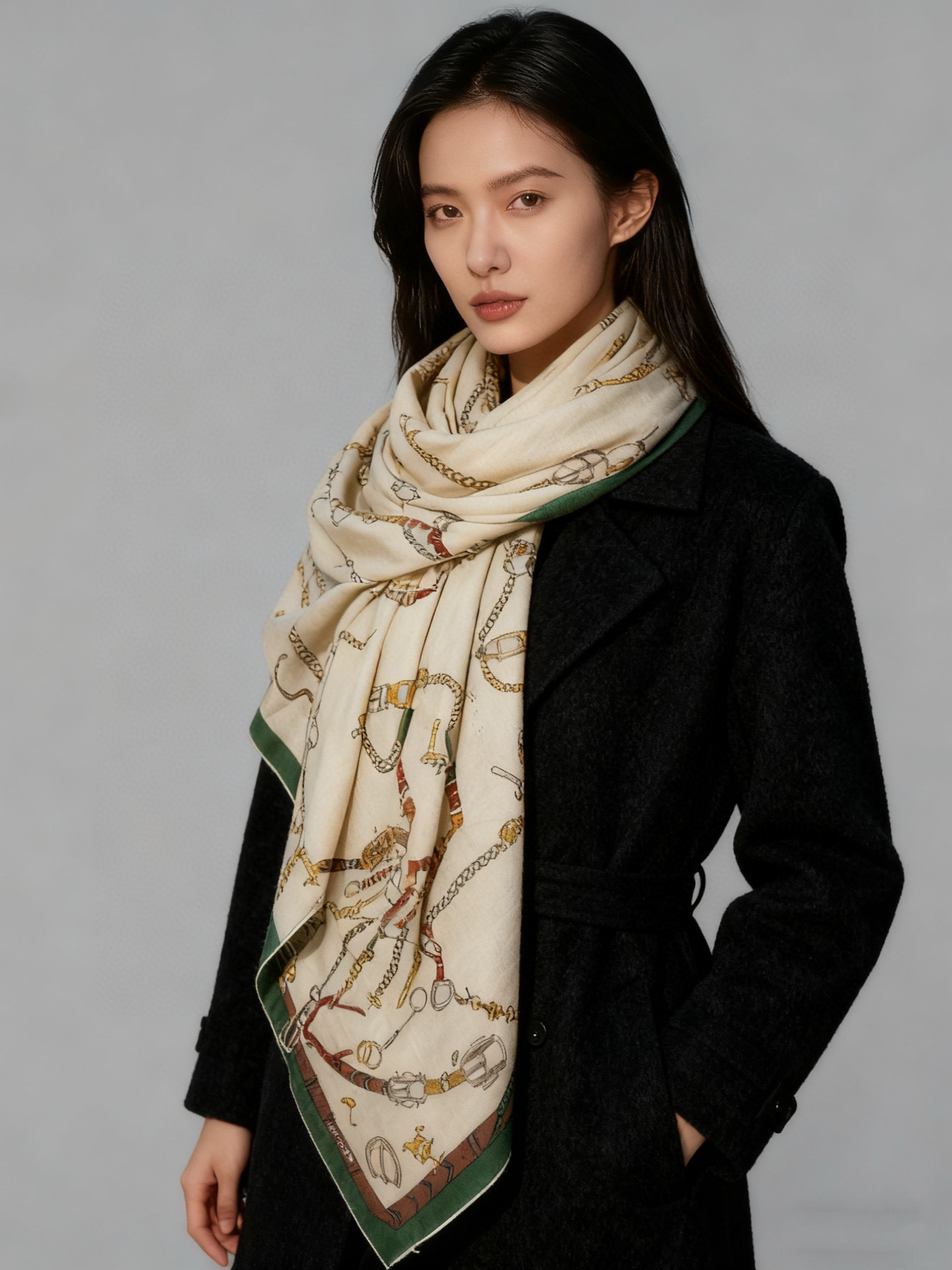 羊绒新款🆕👏👏买了都说好看‼️推荐💕爱马仕双面同色羊绒方巾【跃动的马儿双面同色140】，顶级工艺超值‼️