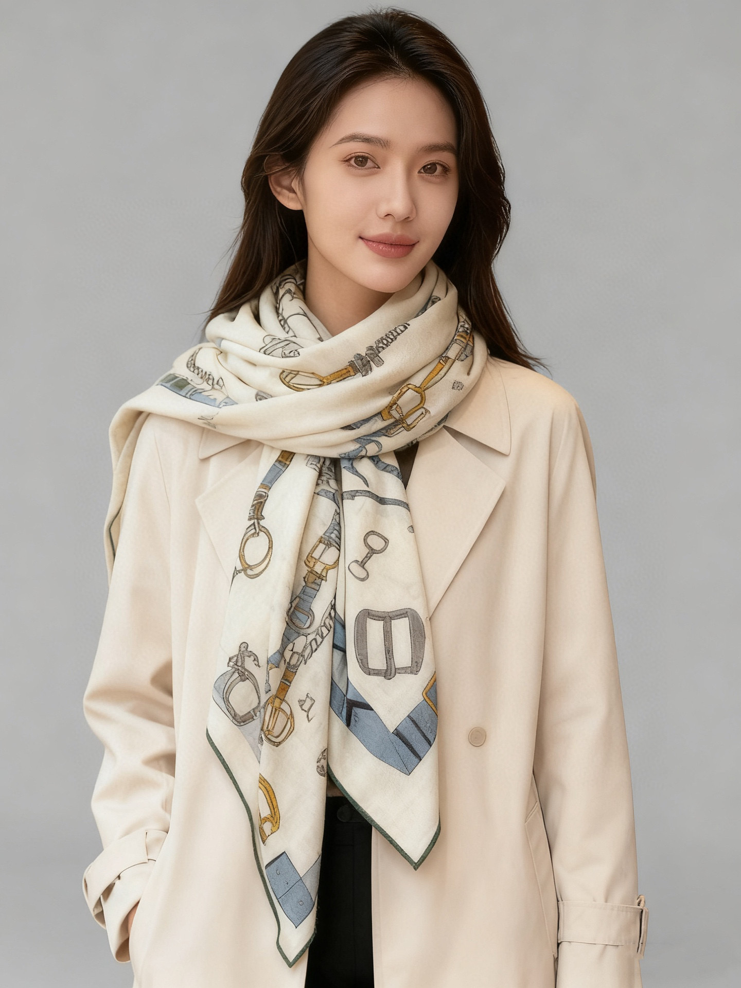 羊绒新款🆕👏👏买了都说好看‼️推荐💕爱马仕双面同色羊绒方巾【跃动的马儿双面同色140】，顶级工艺超值‼️