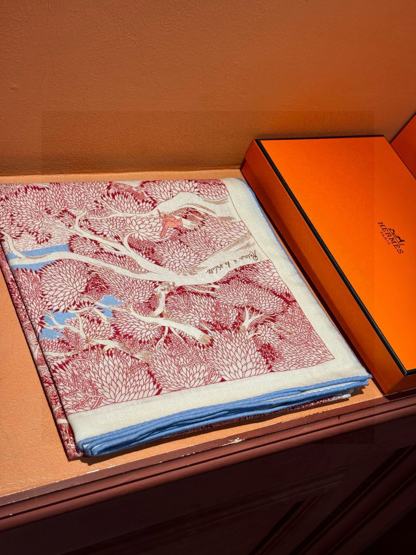 爱马仕~秋冬搭配利器❗️顶级双面同色 版真丝羊绒披肩!!1条等于2条】点睛精彩,图案和配色都超级喜欢,又