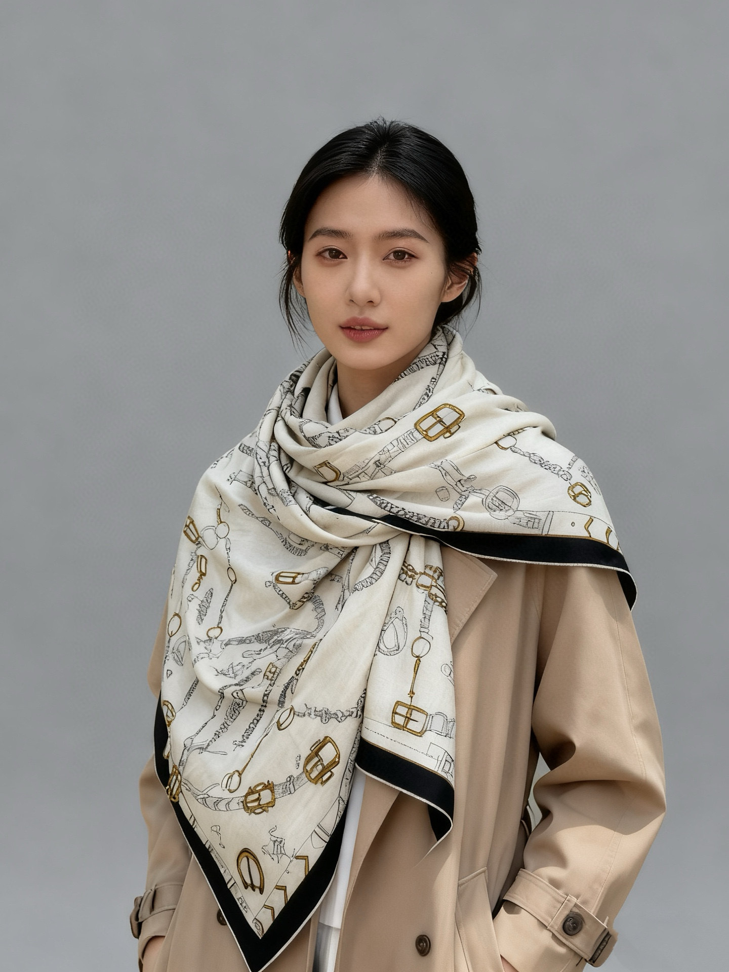 羊绒新款🆕👏👏买了都说好看‼️推荐💕爱马仕双面同色羊绒方巾【跃动的马儿双面同色140】,顶级工艺超值‼️