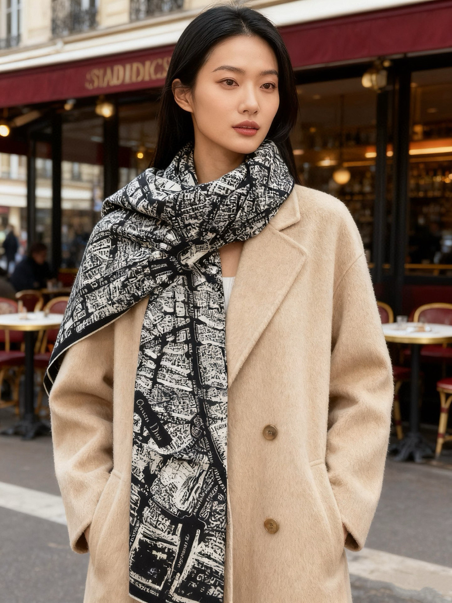 Dior ❤【️巴黎地图】140*140双面同色丝绒方巾🉐️LAN DE 价🉐️ARIS 巴黎地图这款方