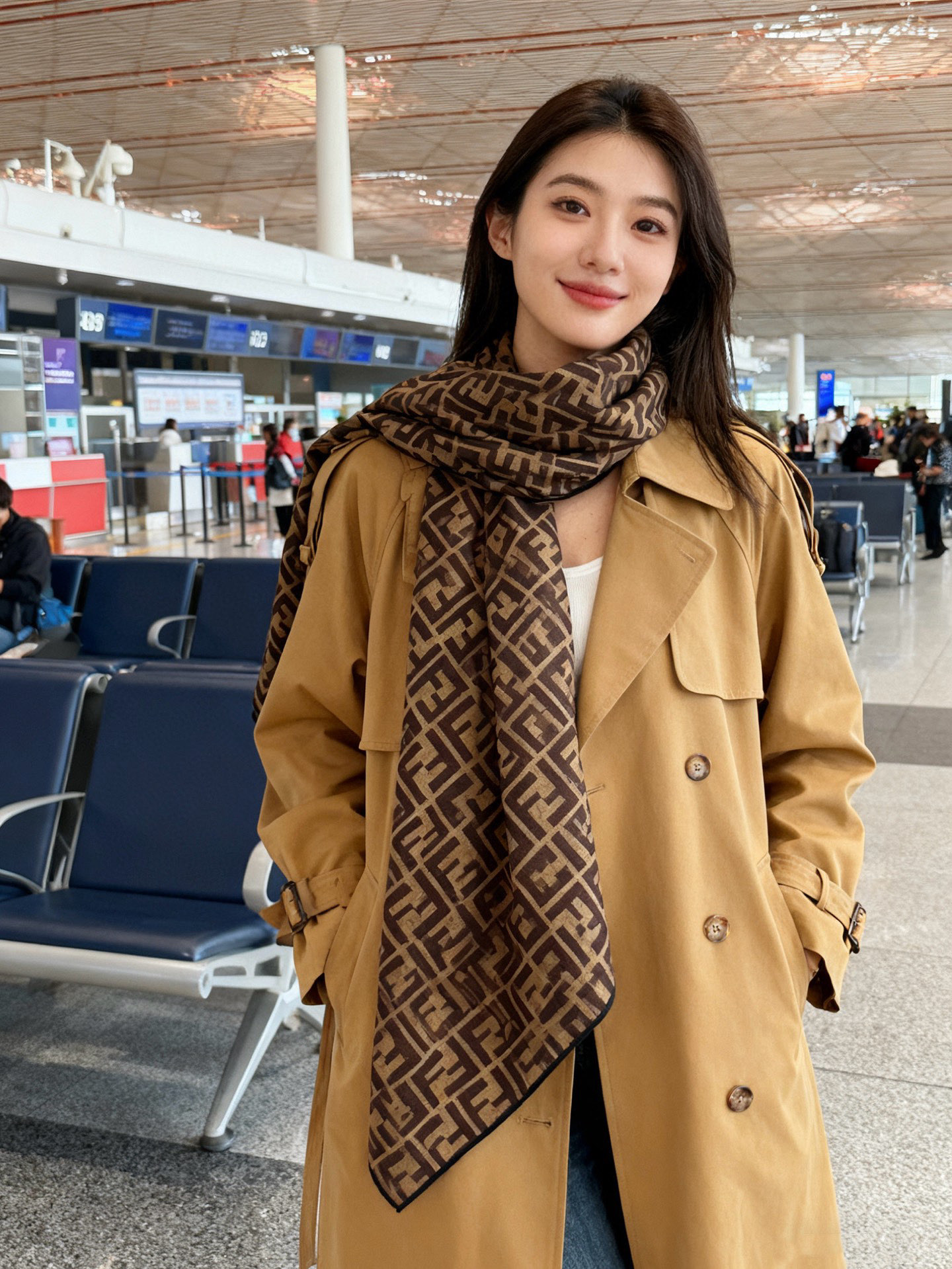 经典双F logo 遍布整条围巾丝绒材质 保暖性和手感都还不错哦秋冬必入 百搭款1962年，F公司聘用著