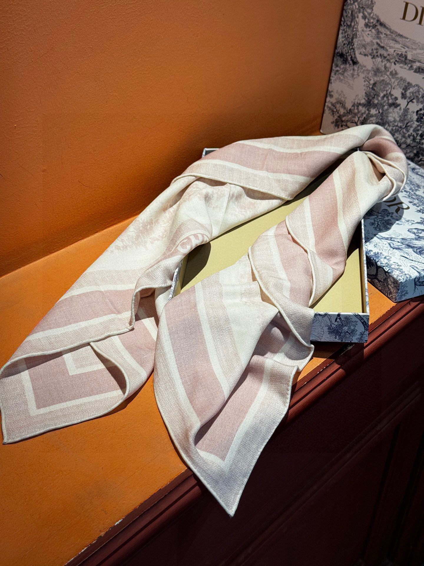 上新❤️ 𝐃𝐈𝐎𝐑 2025早春新款 《茹伊丛手绘方巾》size：110x110 cm 【双面同色丝绒方