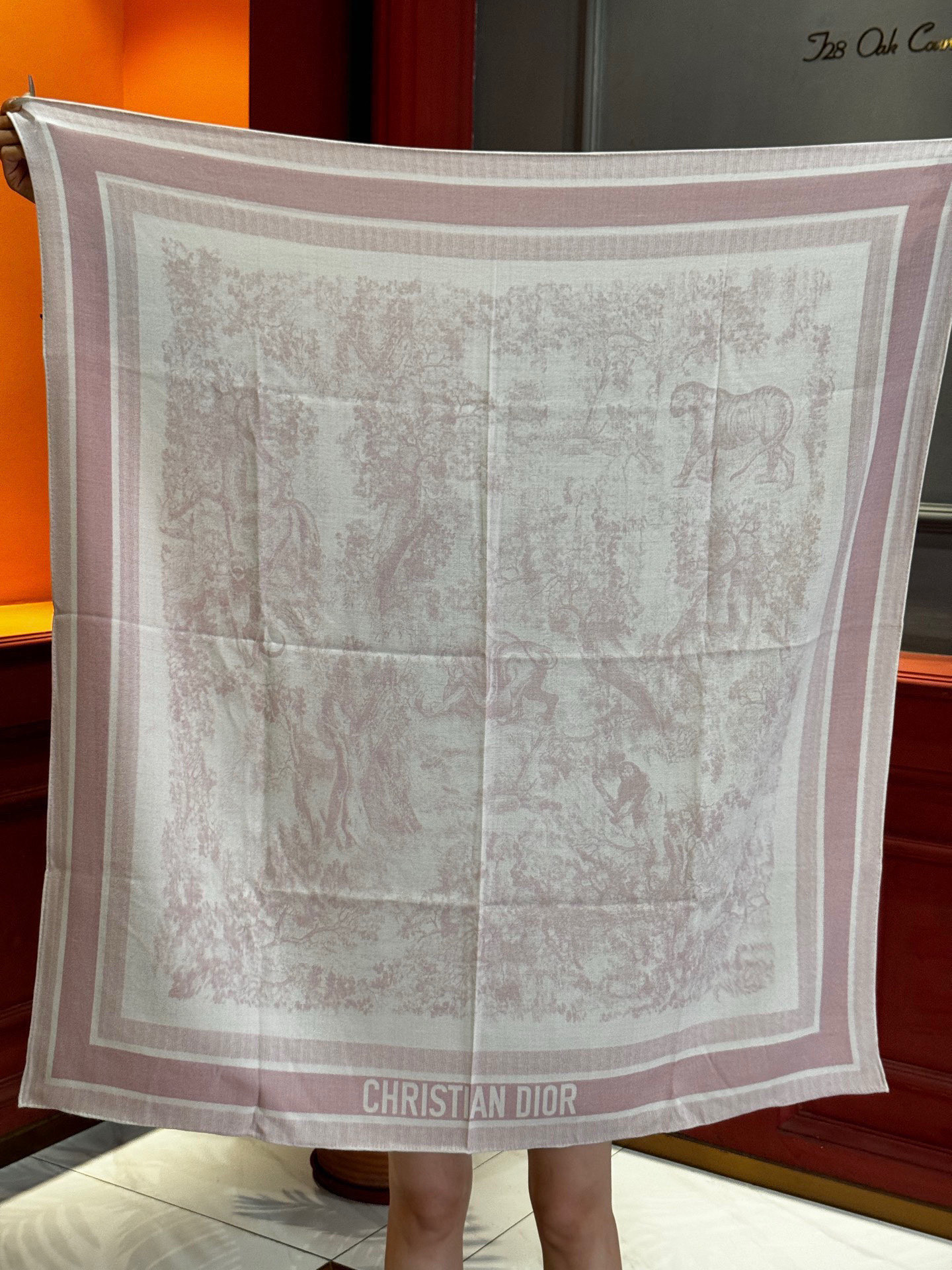 上新❤️ 𝐃𝐈𝐎𝐑 2025早春新款 《茹伊丛手绘方巾》size：110x110 cm 【双面同色丝绒方