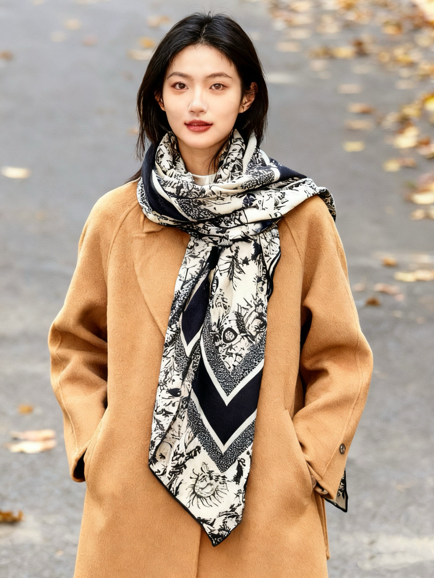 Dior 140丝绒双面同色印花披肩这款 Dior 丝绒披肩以彼得罗•鲁福（Pietro Ruffo）设