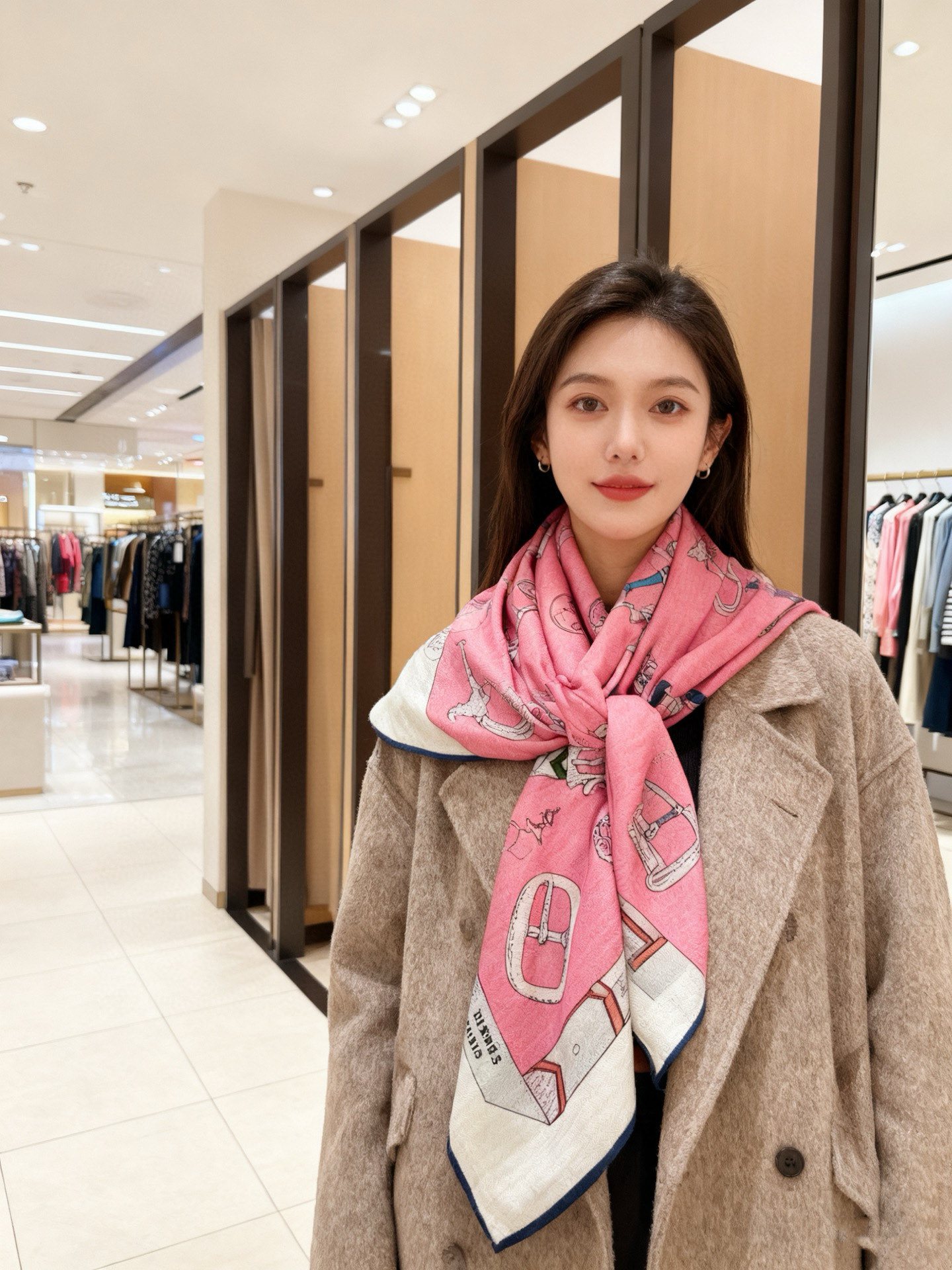 羊绒新款🆕👏👏买了都说好看‼️推荐💕爱马仕双面同色羊绒方巾【跃动的马儿双面同色140】，顶级工艺超值‼️